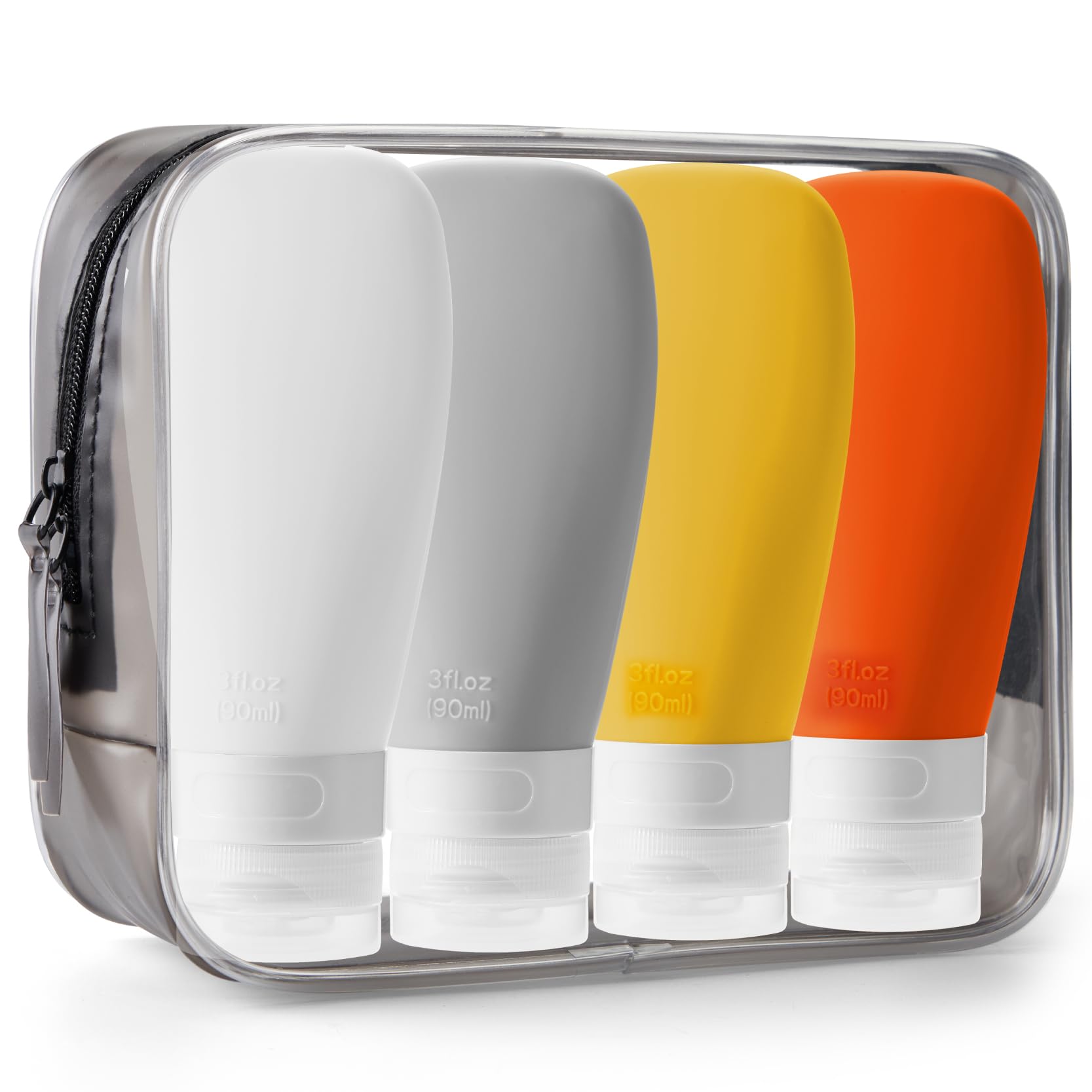 INSFIT 4-Pack TSA Approved Leak Proof Travel Bottles - BPA Free Refillable Toiletry Containers for Shampoo, Body Wash & Liquids | Portable Travel Accessories for Vacation, Gym & Business Trips