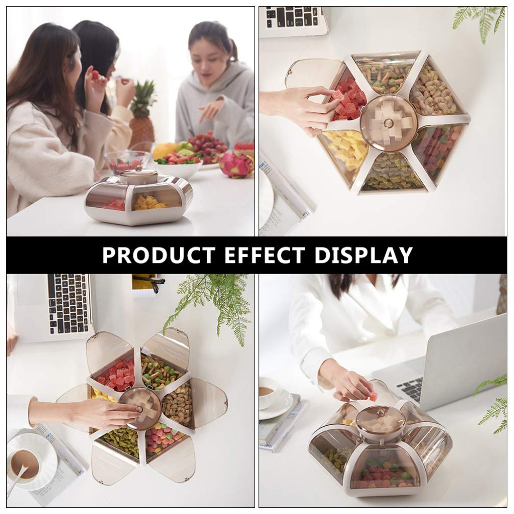 Lotus-Shaped Snack Storage Tray with Lid - Creative Candy & Dry Fruit Container for Desktop, Party, Office, and Home Organization - BPA-Free Plastic Snack Plate for Nuts, Chocolates, and Treats