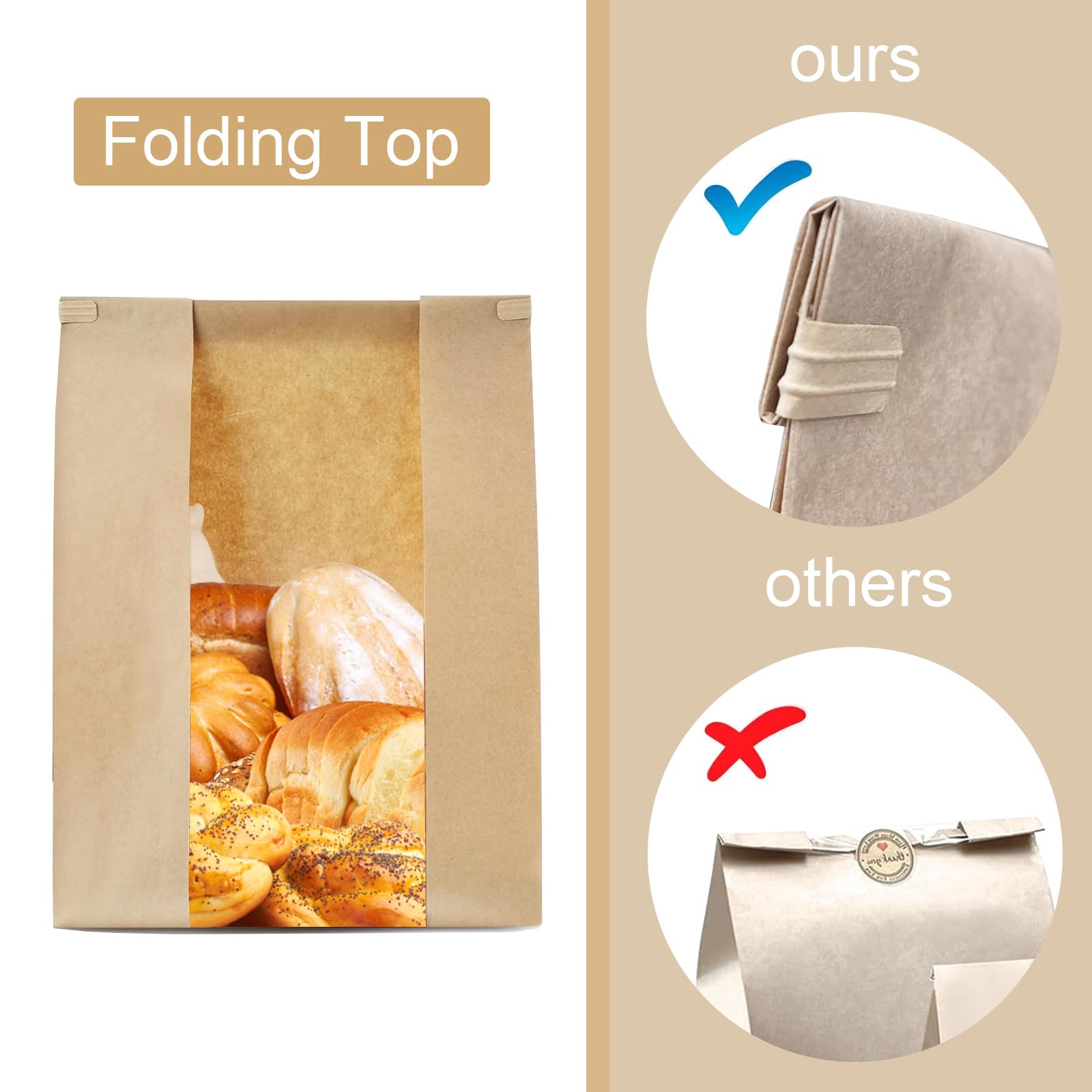 30 Pack Bread Bags with Tin Tie & Window - Large Bakery Bags for Homemade Bread, Sourdough, Pastries | Perfect for Gifting, Storage & Farmers Market Sales