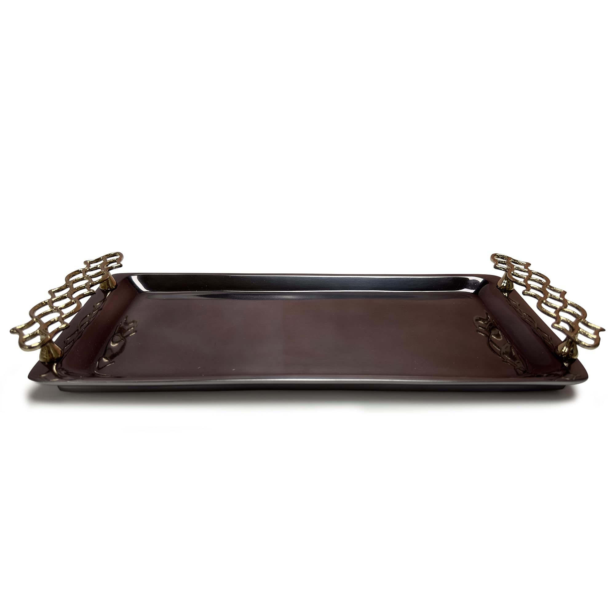 Decozen Bathroom Tray - Elegant Aluminum & Brass Vanity Organizer for Towels, Lotions, and Decor | Countertop Storage for Bathroom, Bedroom & Kitchen | Perfect for Spa Days, Home Decor & Gift Giving - The Arabesque Collection