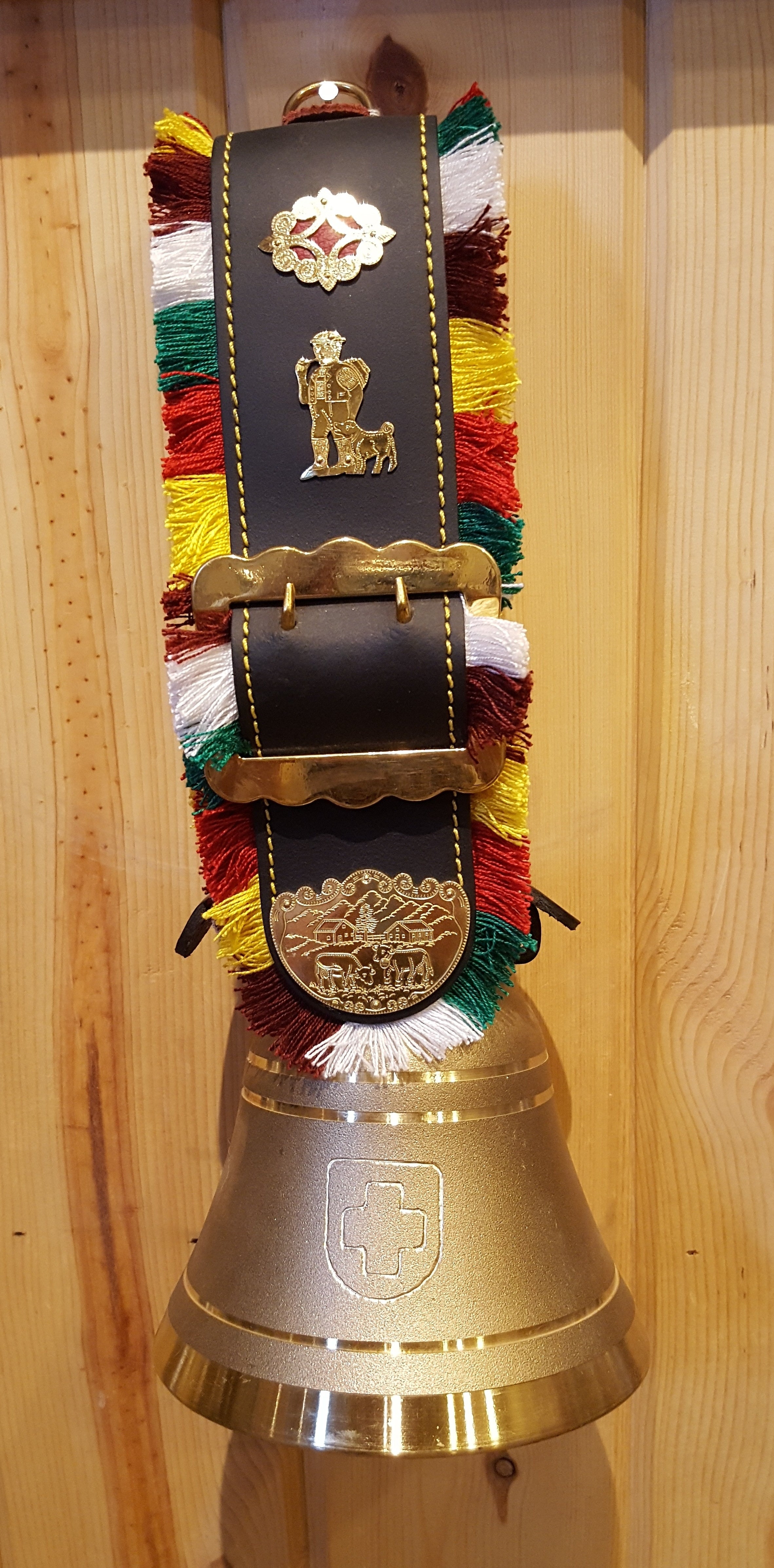 Authentic Swiss Cowbells - Traditional Alpine Brass Glocken with Leather Strap - Perfect for Farm Animals, Hiking Accessories & Home Decor