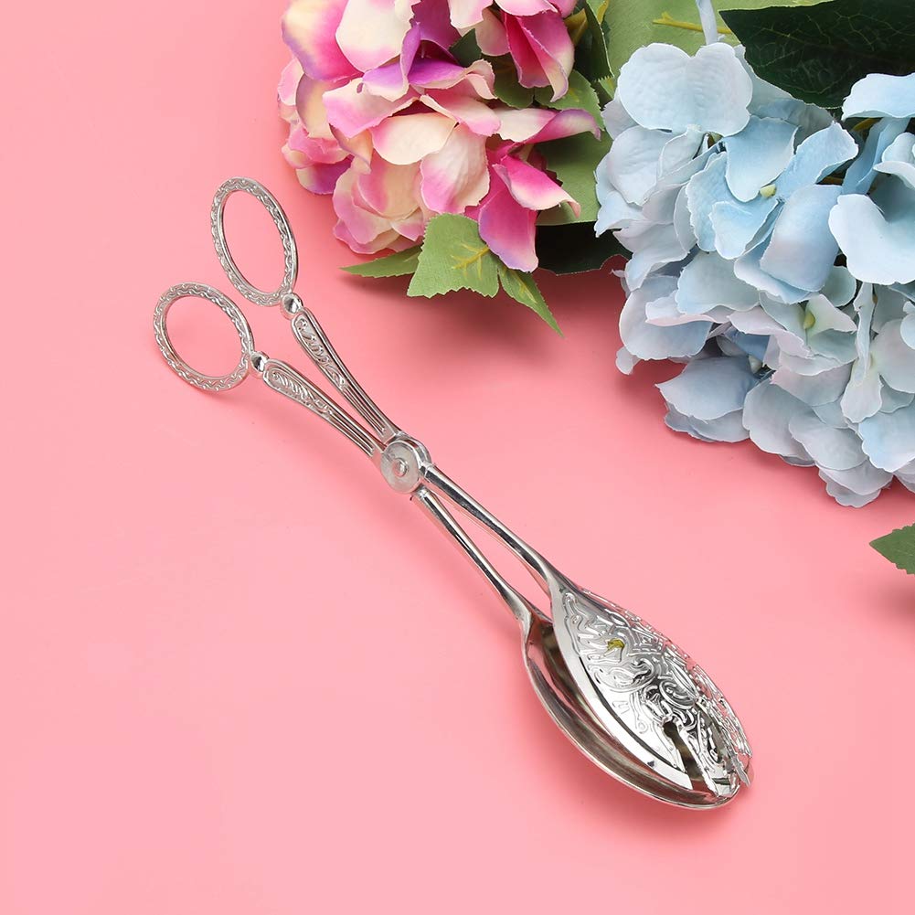 Premium Zinc Alloy Food Clip - Non-Slip Multi-Purpose Kitchen Tongs for Cooking, Baking, BBQ & Serving Bread (Silver) - Ideal for Home Chefs & Outdoor Picnics