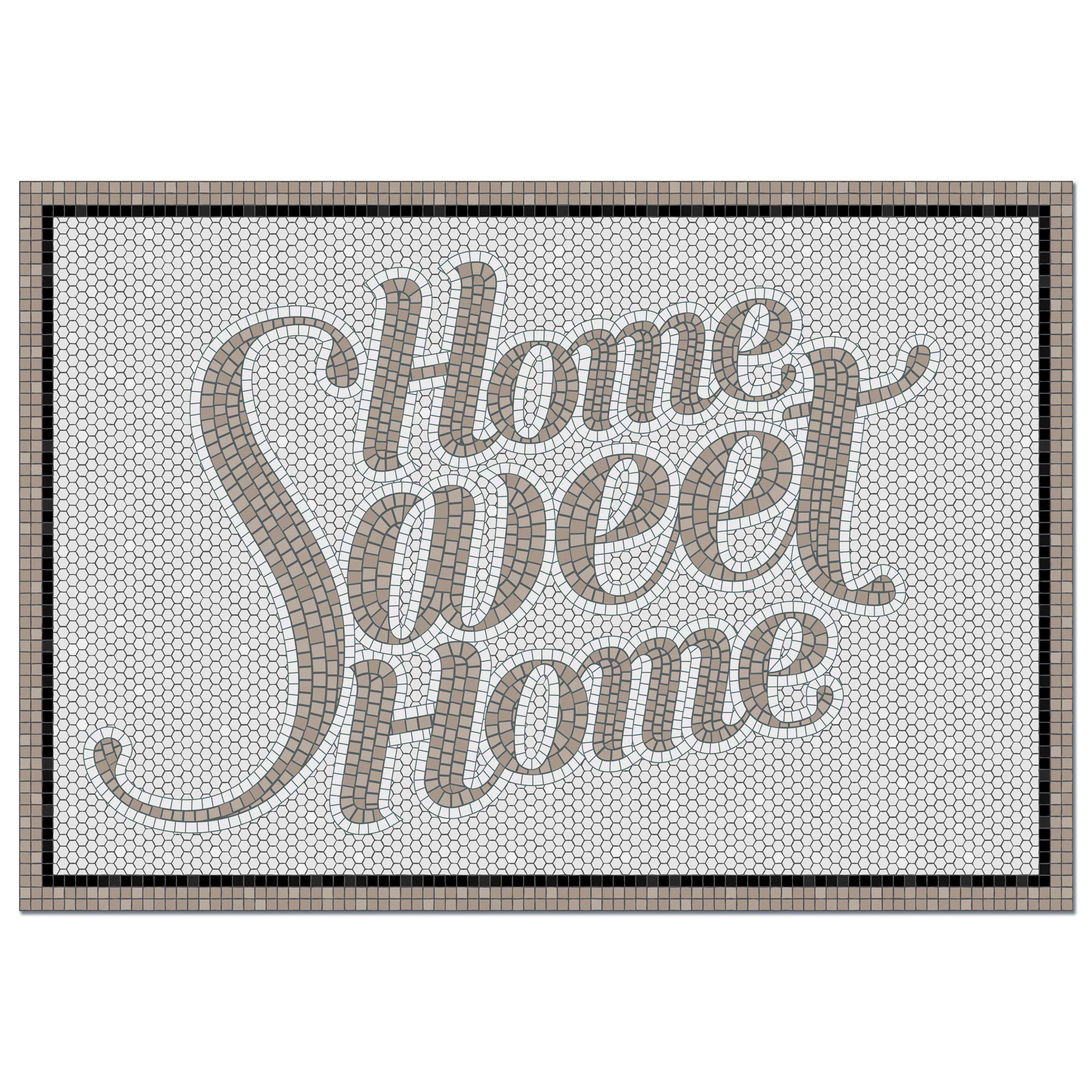 American Art Decor 'Home Sweet Home' Mosaic Pattern Non-Slip Vinyl Floor Mat - Ultra-Thin, Durable & Easy to Clean - Perfect for Kitchen, Bathroom, Restroom & Home Decor - 4' x 6' Size - Ideal for High-Traffic Areas & Moisture-Prone Spaces