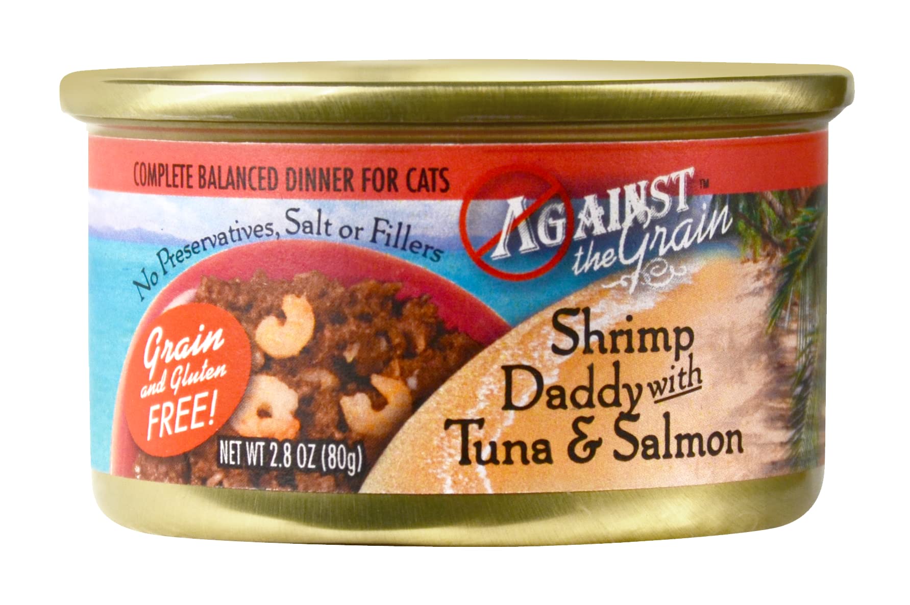 Premium Grain-Free Shrimp, Tuna & Salmon Cat Food - 24 Pack of 2.8 oz Cans | High Protein Wet Food for Adult Cats | Perfect for Picky Eaters & Sensitive Stomachs | Ideal for Mealtime, Travel & Emergency Kits