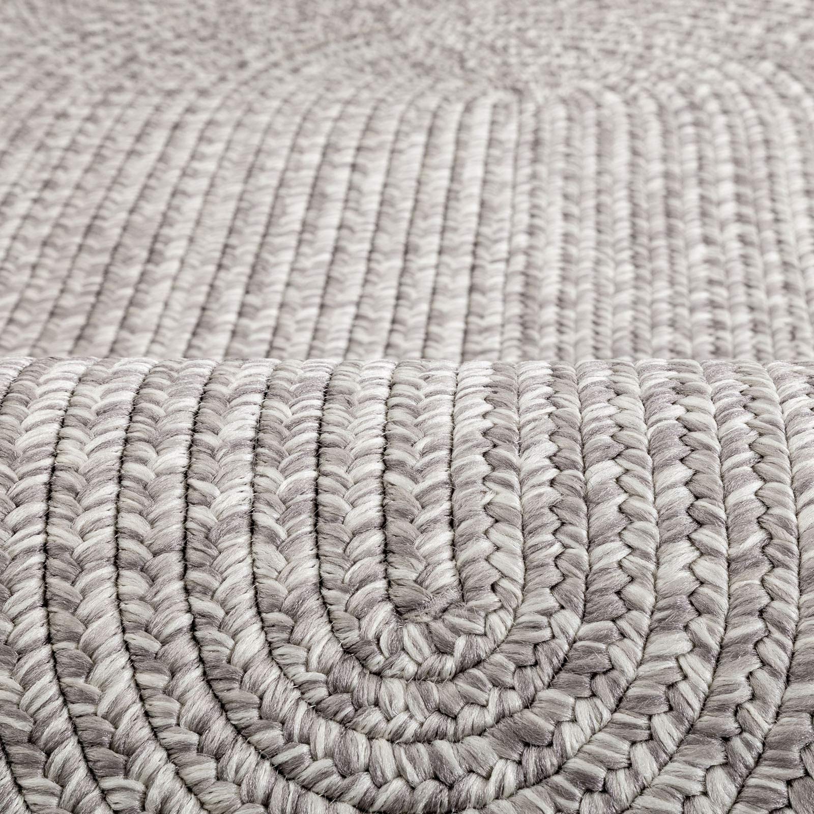 DECOMALL Azure Braided Indoor Outdoor Area Rugs - 8' x 10' Oval Light Grey - Perfect for Patio, Living Room, Bedroom & Deck Decor