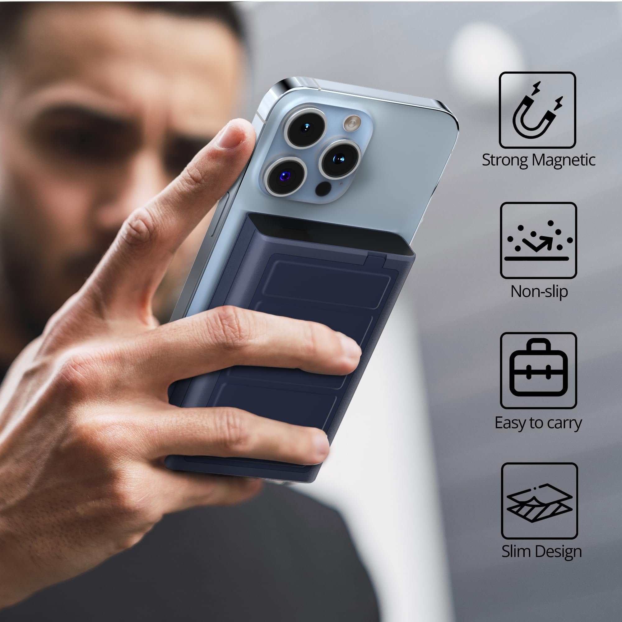 LULULOOK 10000mAh Magnetic Wireless Portable Charger | Foldable Mag-Safe Power Bank with 22.5W PD Fast Charging | USB-C Cable & LED Display | Compatible with iPhone 16/15/14/13/12/Pro/Mini/Pro Max (Blue) | Perfect for Travel, Office & On-the-Go Charging