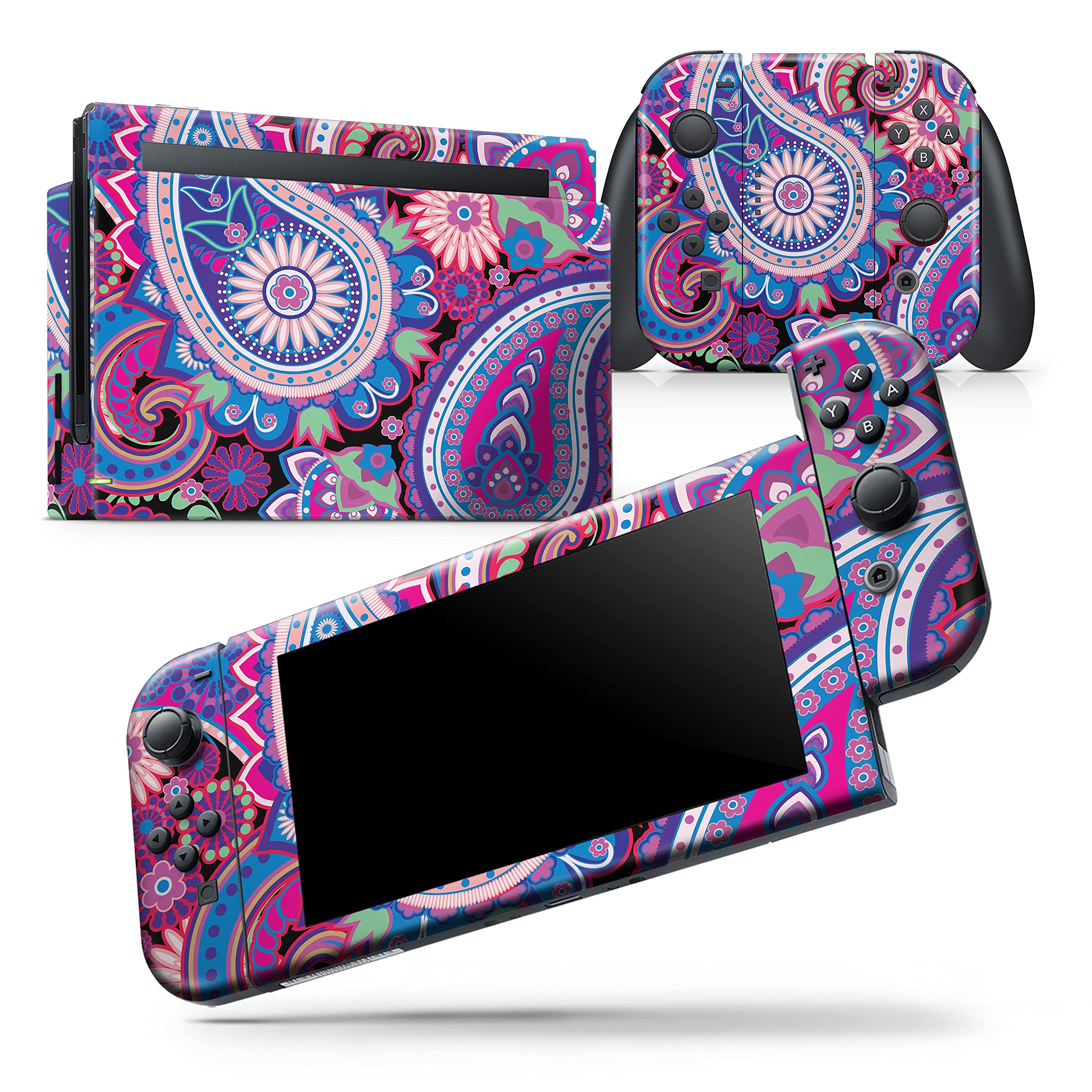 Nintendo Switch Pro Controller Skin - Scratch-Resistant Removable Vinyl Wrap Cover with Vibrant Purple Paisley Design | Protective Decal for Gaming Accessories | Perfect for Travel, Home Use & Gift Giving
