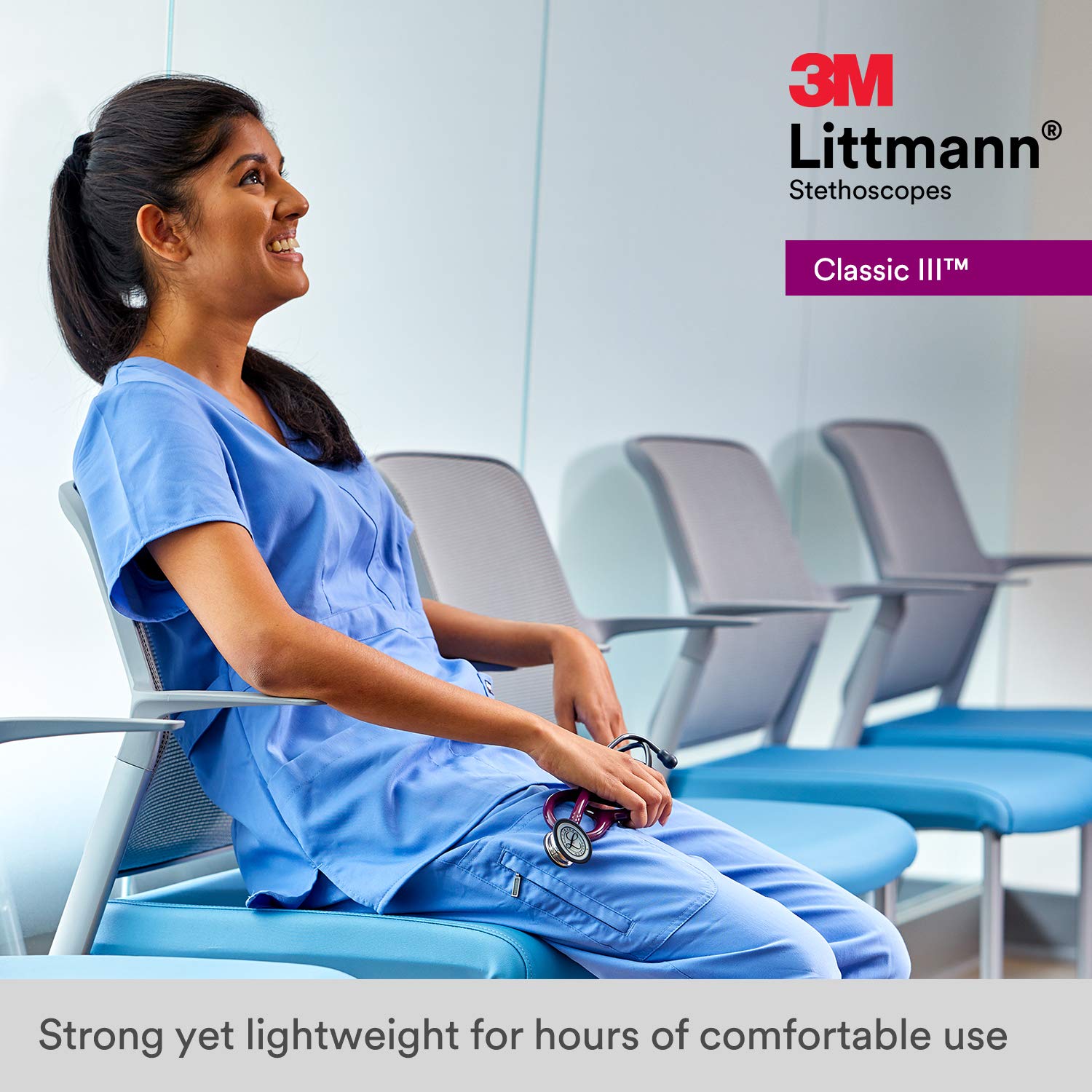 3M Littmann Classic III Monitoring Stethoscope - Smoke Chestpiece, Lime Green Tube, Blue Stem & Smoke Headset (27 Inch, Model 5875) | Ideal for Nurses, Doctors & Medical Professionals for Accurate Patient Diagnosis & Heart/Lung Sound Monitoring