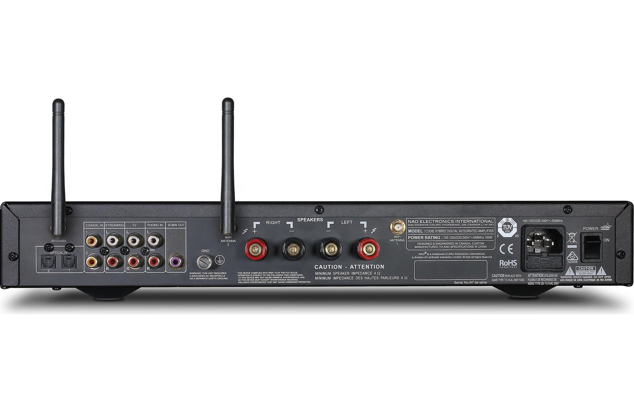NAD C 338 Hi-Fi Stereo Integrated Amplifier with Built-in DAC, Wi-Fi & Bluetooth - Perfect for Home Audio Systems and Music Streaming