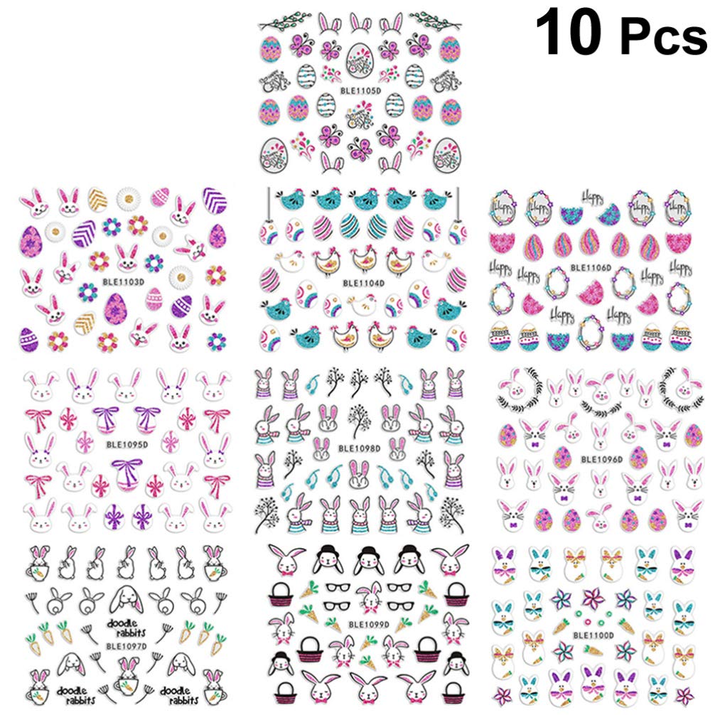 Beaupretty 10pcs 3D Flower Nail Stickers for Kids - Easter Party Nail Art, Scrapbook Embellishments, DIY Manicure Decor - Perfect for Easter Bunny Theme, Girls' Nail Art, and Kids' Party Favors