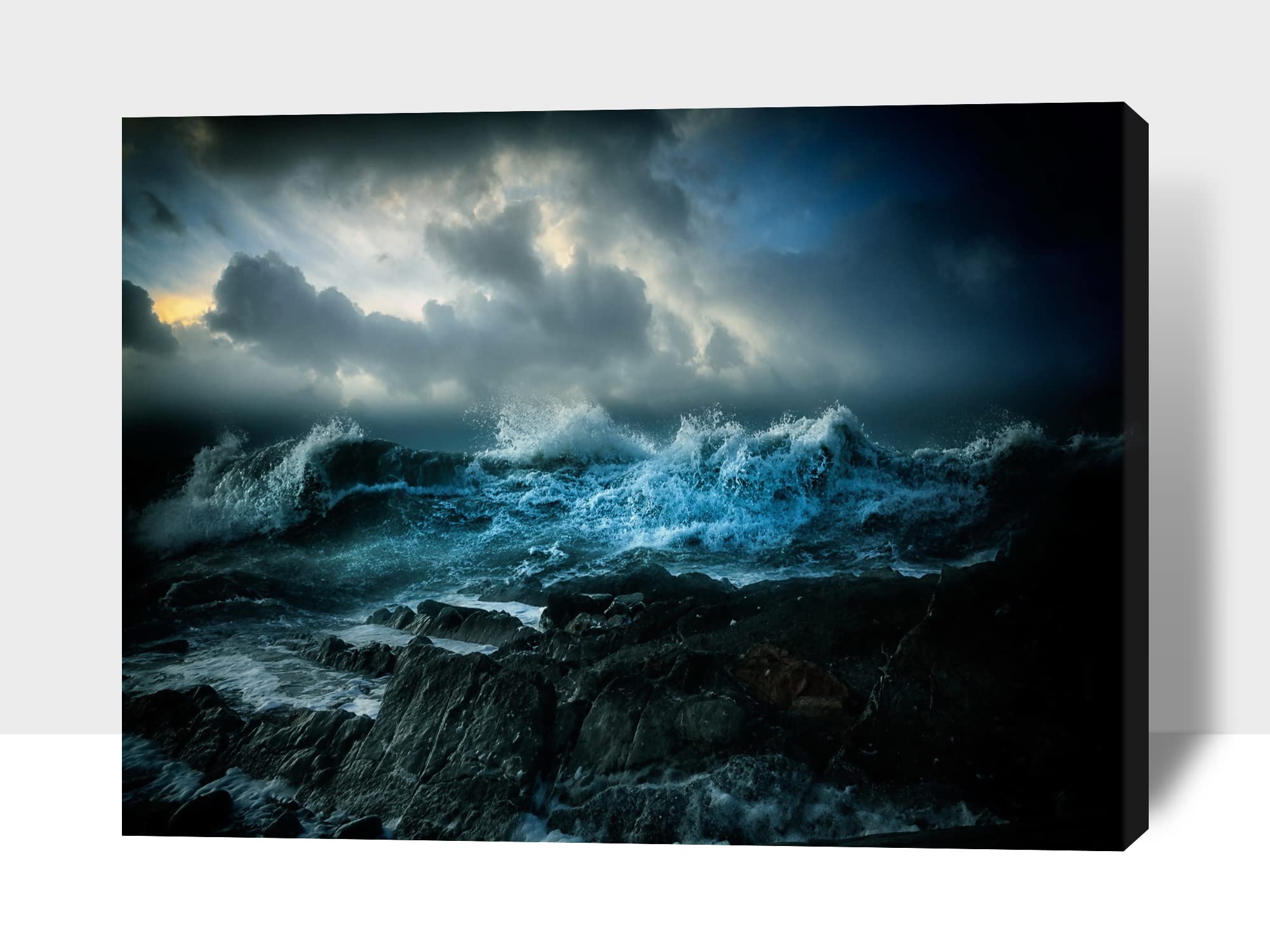 Extra Large Sunrise and Beach Canvas Wall Art - Coastal Ocean Seascape Painting for Living Room Decor, Framed Canvas Print (32x48 Inches) - Perfect for Beach House, Bedroom, Office & Coastal Themed Spaces