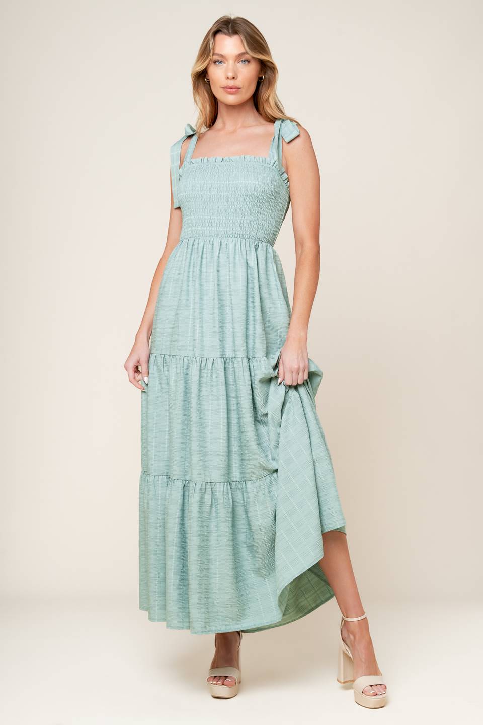 Elegant Dusty Teal Maxi Dress by Ocean Breezes | Flowy Beach Cover Up & Summer Evening Wear