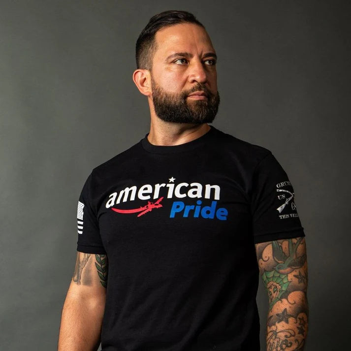 American Pride T-Shirt for Men & Women - Black Cotton Graphic Tee - Patriotic Shirt for 4th of July, Veterans Day & USA Holidays