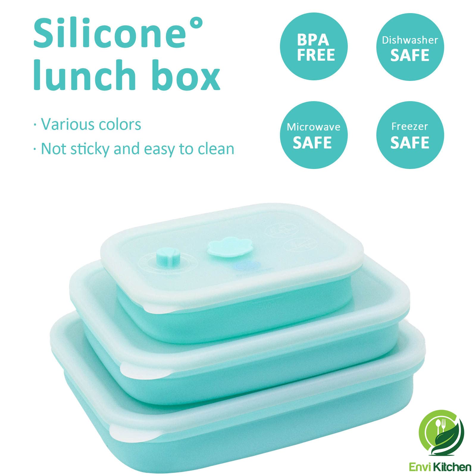 Airtight Food Storage Containers Set of 3 - Collapsible Silicone Kitchen Organizers for Snacks, Lunch & Pantry - Microwave, Freezer & Oven Safe | Perfect for Meal Prep, Leftovers & On-the-Go Snacking