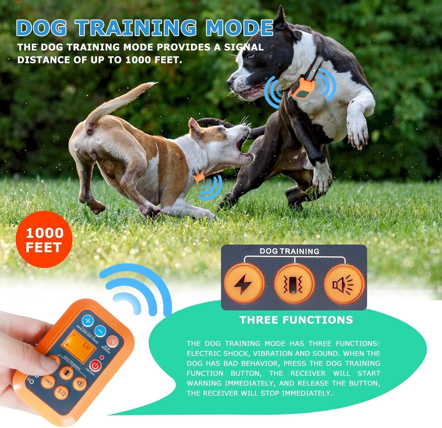 3-in-1 Wireless Dog Fence System with Remote Training Collar - Automatic Bark Control, Electric Containment & Waterproof Design | Perfect for Backyard Security, Dog Training & Noise Reduction