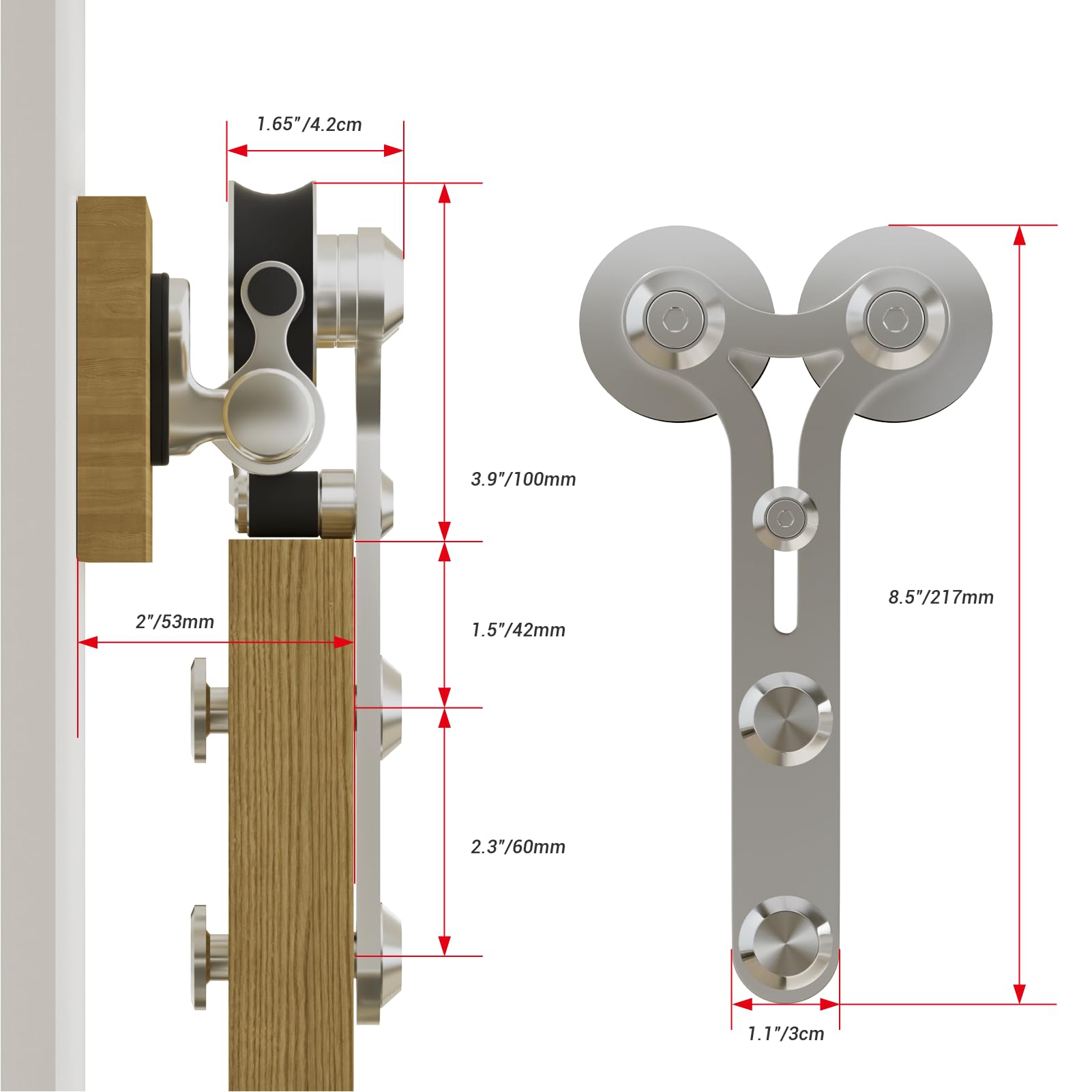 6FT Sliding Barn Door Hardware Kit - Stainless Steel Track for Single Door (36