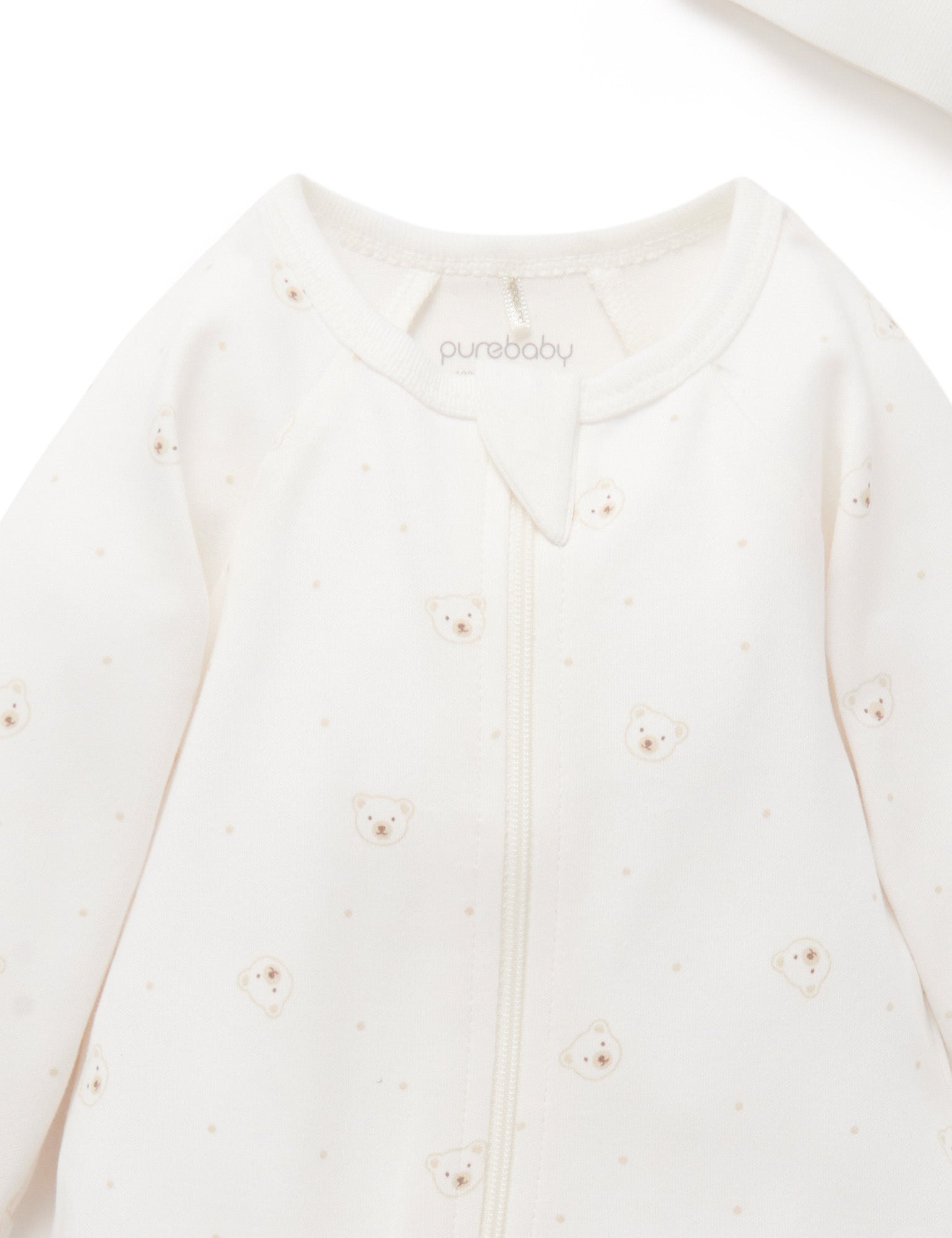 Purebaby Organic Cotton Baby Growsuit & Hat Set - Soft Vanilla Bear Design for Newborns & Infants | Perfect for Photography, Gifts & Everyday Comfort