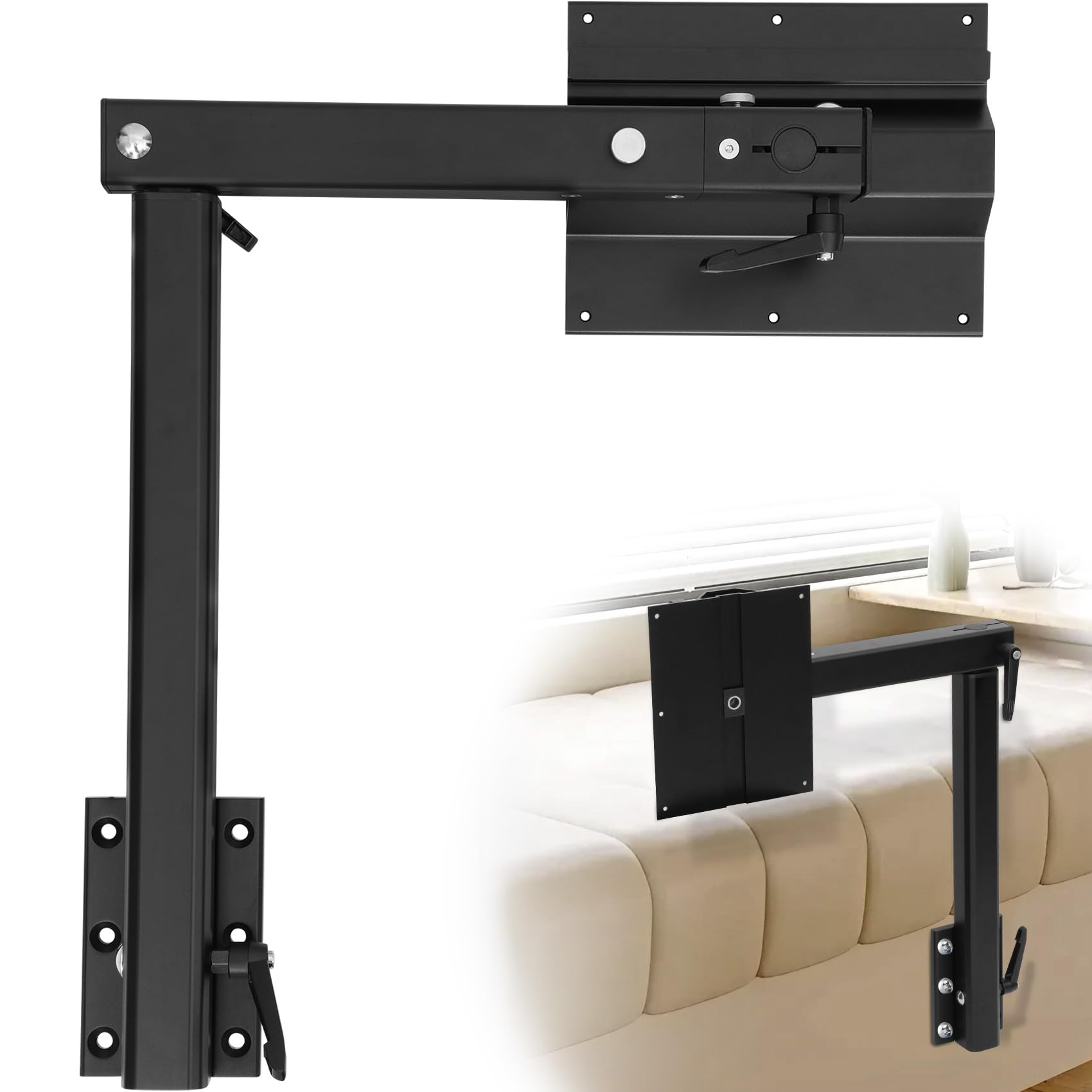 Upgrade Removable RV Table Leg Accessories - 360° Adjustable Aluminum Alloy Table Leg with Detachable Bracket for RV, Caravan & Yachts - Supports 100 lbs (Black) - Perfect for Outdoor Dining, Road Trips & Marine Use