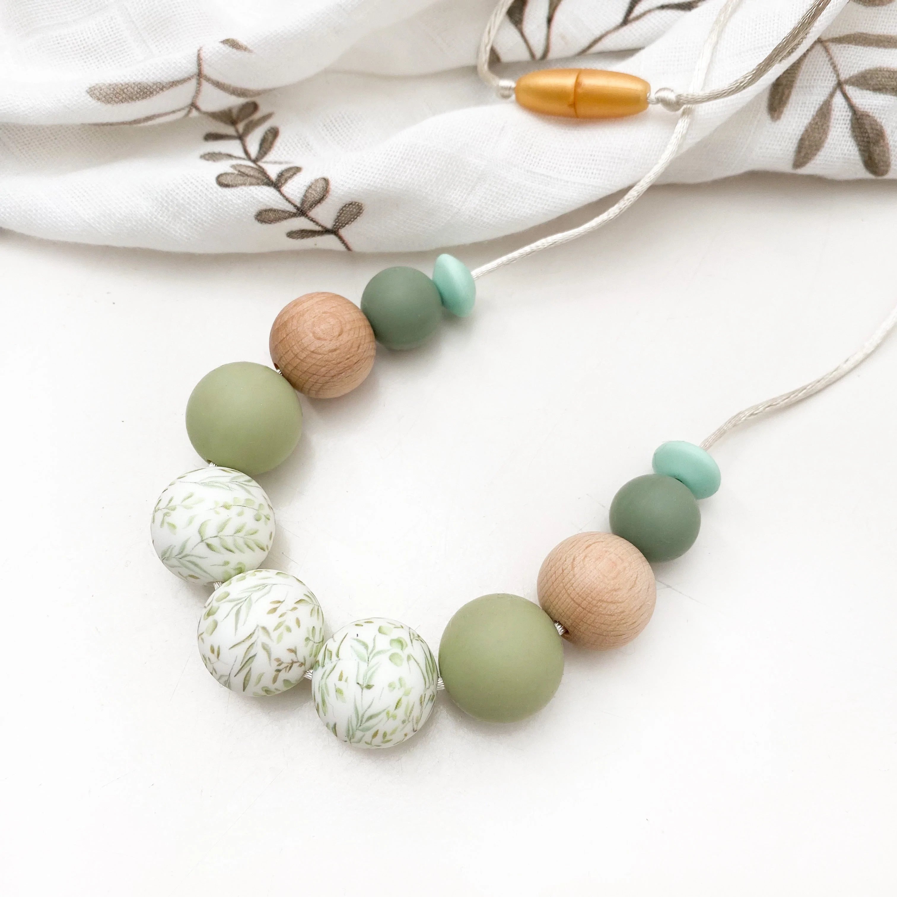Spring Bloom Silicone Necklace - Sage Foliage Design | Fashion Jewelry for Women | Perfect for Spring Outfits, Weddings & Everyday Wear