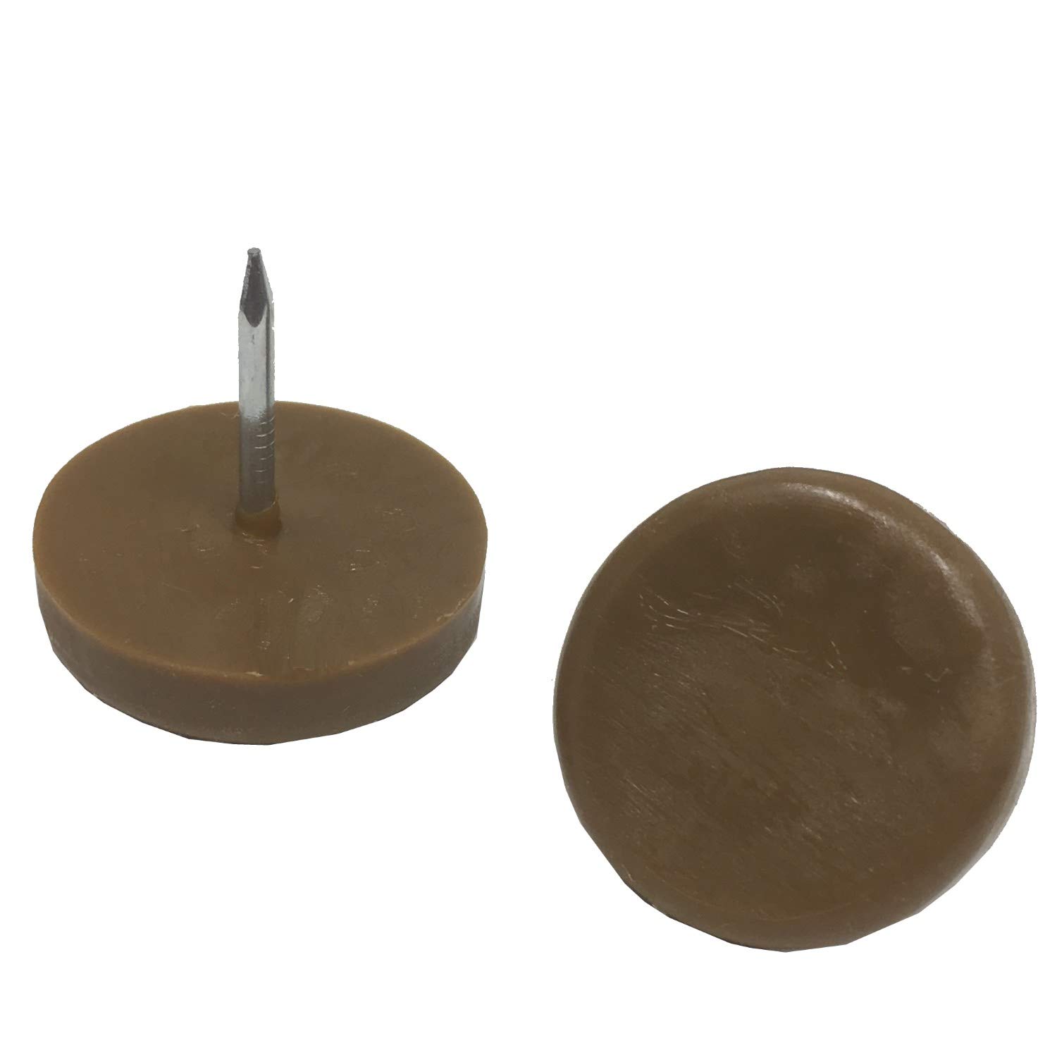Desunia 1 Inch Diameter Nylon Furniture Sliders for Chairs, Stools & Tables - Floor Protectors for Smooth Gliding on Tile, Carpet & Hardwood Floors - Set of 25 Brown Sliders - Perfect for Living Room, Dining Room & Office Furniture Moving