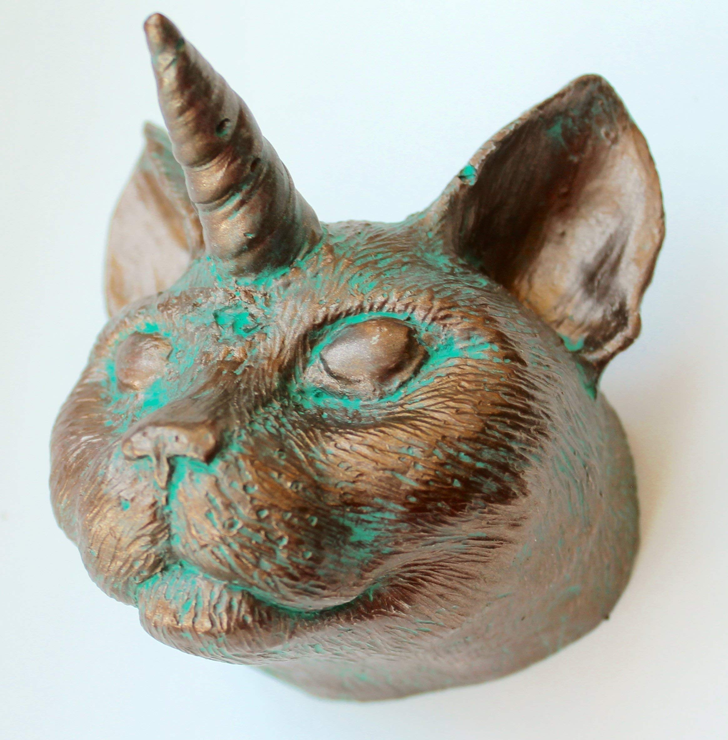Bronze Cat Unicorn Wall Decor - Handcrafted Metal Sculpture for Home & Office - Perfect for Living Room, Bedroom, Nursery & Gift Giving