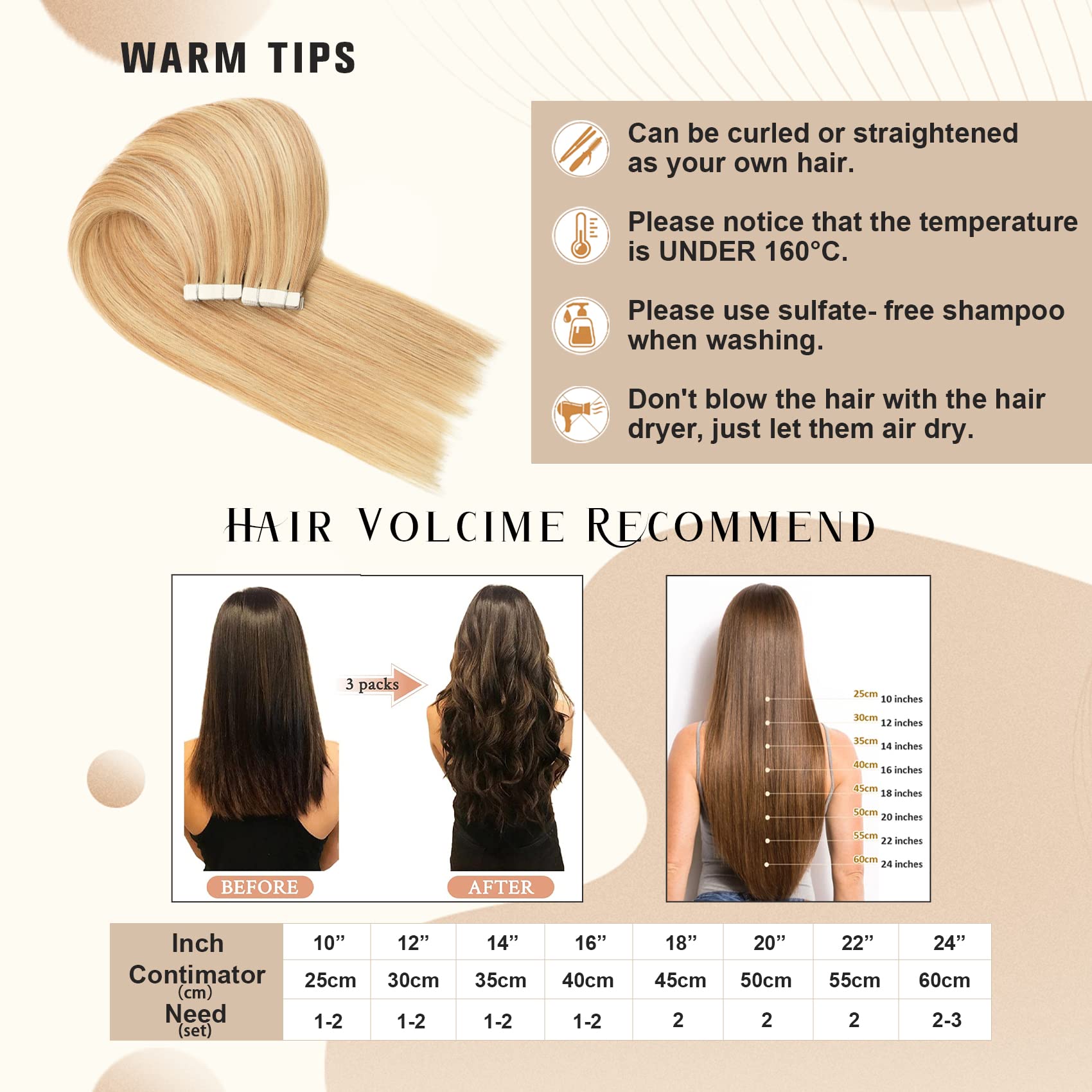 20Pcs 20In 50g Tape-In Human Hair Extensions - Honey Brown Mixed Bleach Blonde 100% Natural Silky Straight Hair for Women | Perfect for Volume Boost, Styling & Everyday Fashion Looks