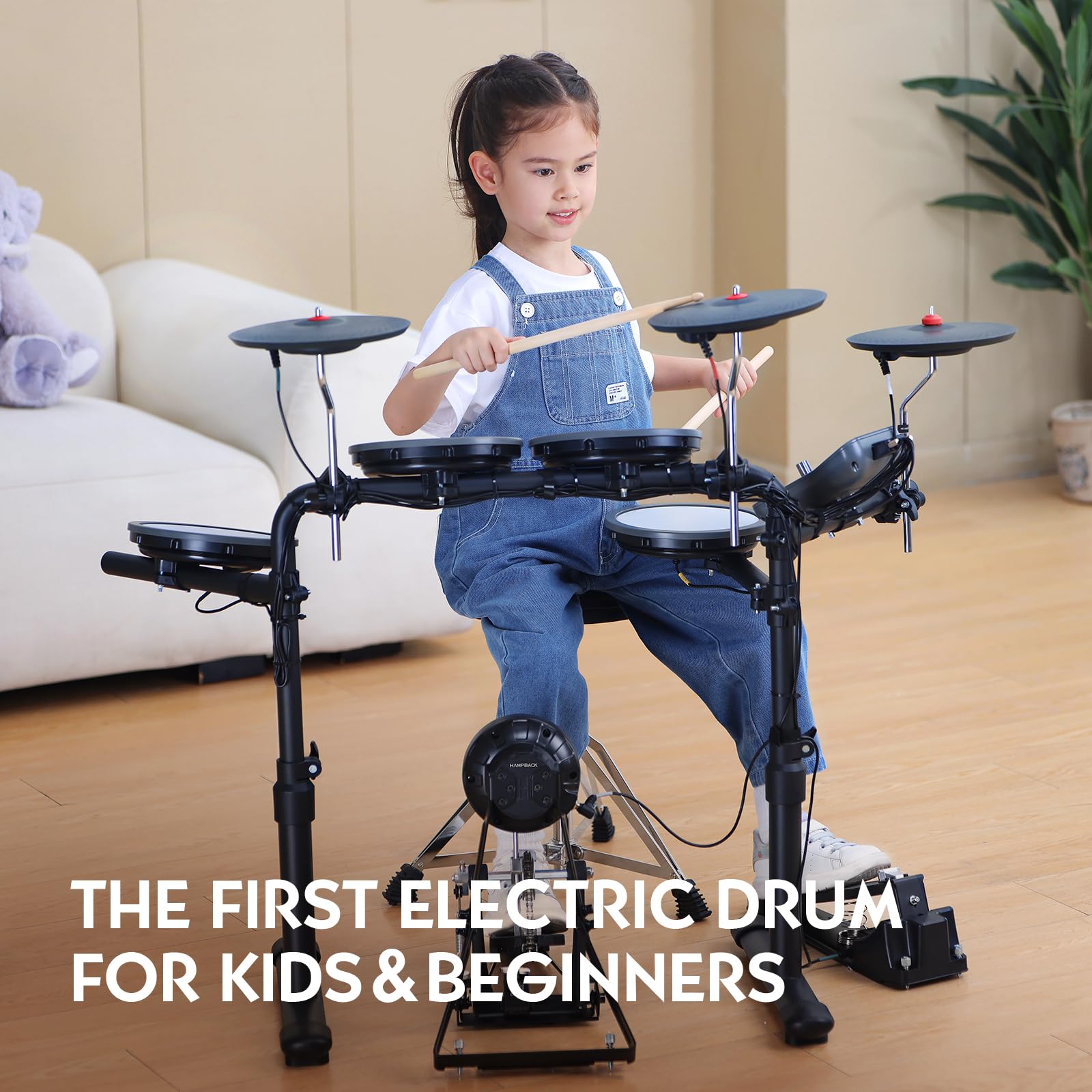 MK-0 PRO Electric Drum Set with 7'' Mesh Drum Pads & 8'' Full Rubber Cymbals - 5'' Bass Drum, 12 Kits, 68 Authentic Sounds, USB MIDI - Includes Throne, Sticks & Headphones - Perfect for Beginners, Kids & Home Practice | Ideal for Music Lessons, Studio Recording & Silent Drumming