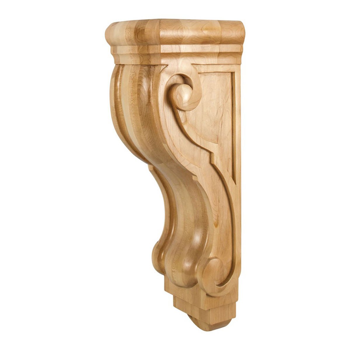 Hard Maple Rounded Scrolled Corbel - 6 3/4