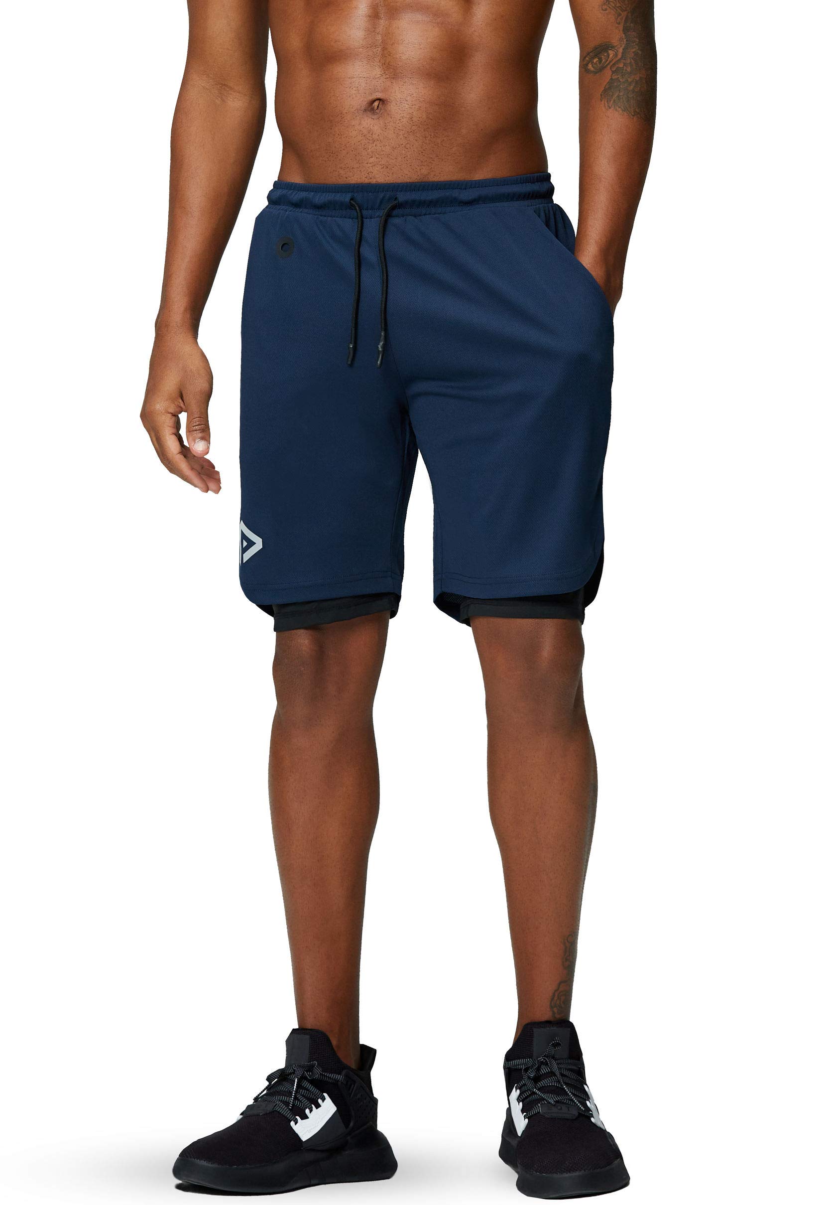 Pinkbomb Men's 2-in-1 Running Shorts with Phone Pocket - Quick Dry Gym Workout Shorts for Men - Perfect for Jogging, Training & Outdoor Activities