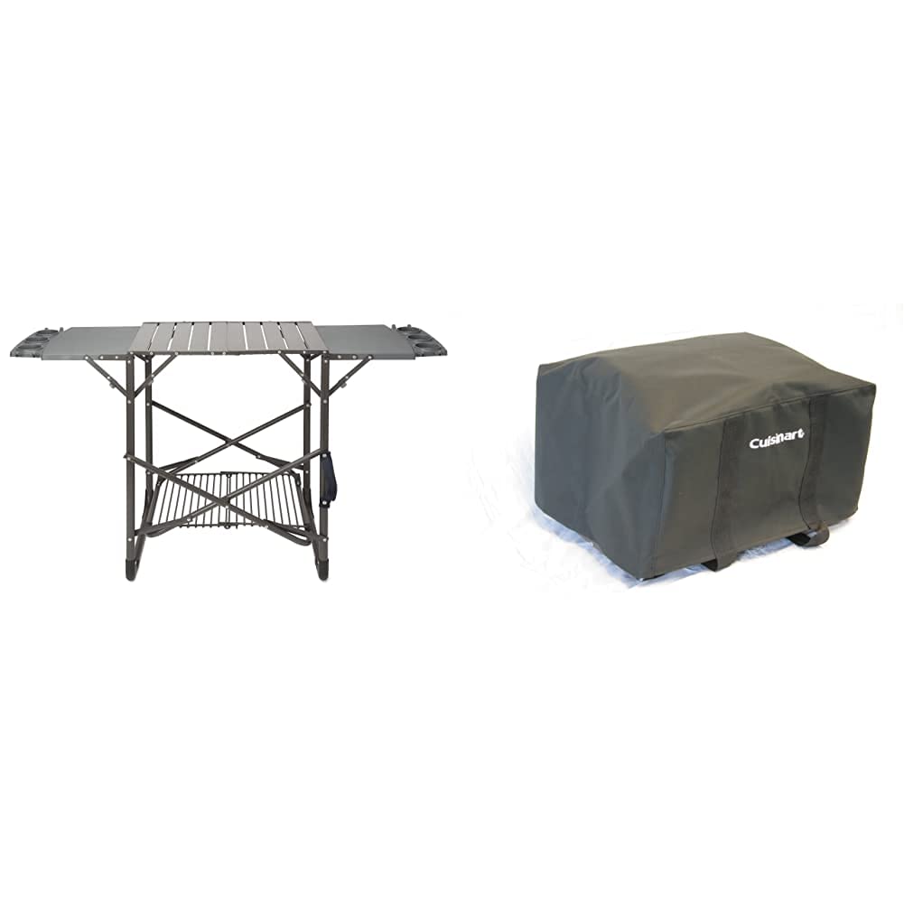 Cuisinart CFGS-222 Portable Grill Stand & CGC-18 Tabletop Grill Cover - Compact Travel BBQ Accessories for Camping, Picnics, Tailgating and Outdoor Cooking