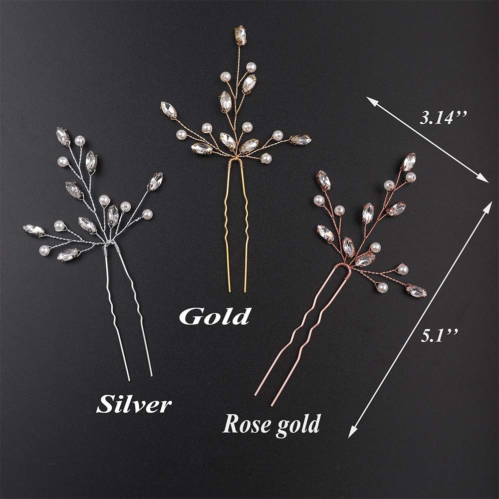 Elegant Gold Crystal Pearl Rhinestone Hair Pins for Brides & Bridesmaids – Wedding Hair Accessories for Women, Perfect for Bridal Shower, Bachelorette Party & Special Occasions
