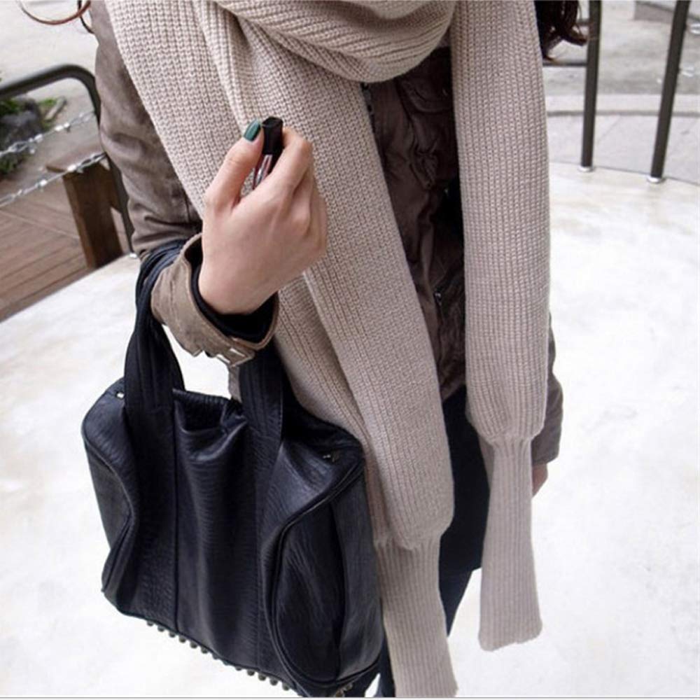 Warm Knitted Crochet Scarf Wrap Shawl with Sleeves - Winter Cape Blanket for Women - Cozy Fashion Accessory for Cold Weather & Outdoor Activities