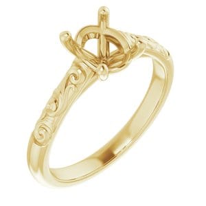 14K Yellow Gold 8x6mm Oval Solitaire Engagement Ring Mounting - Perfect for Proposals, Weddings & Anniversaries