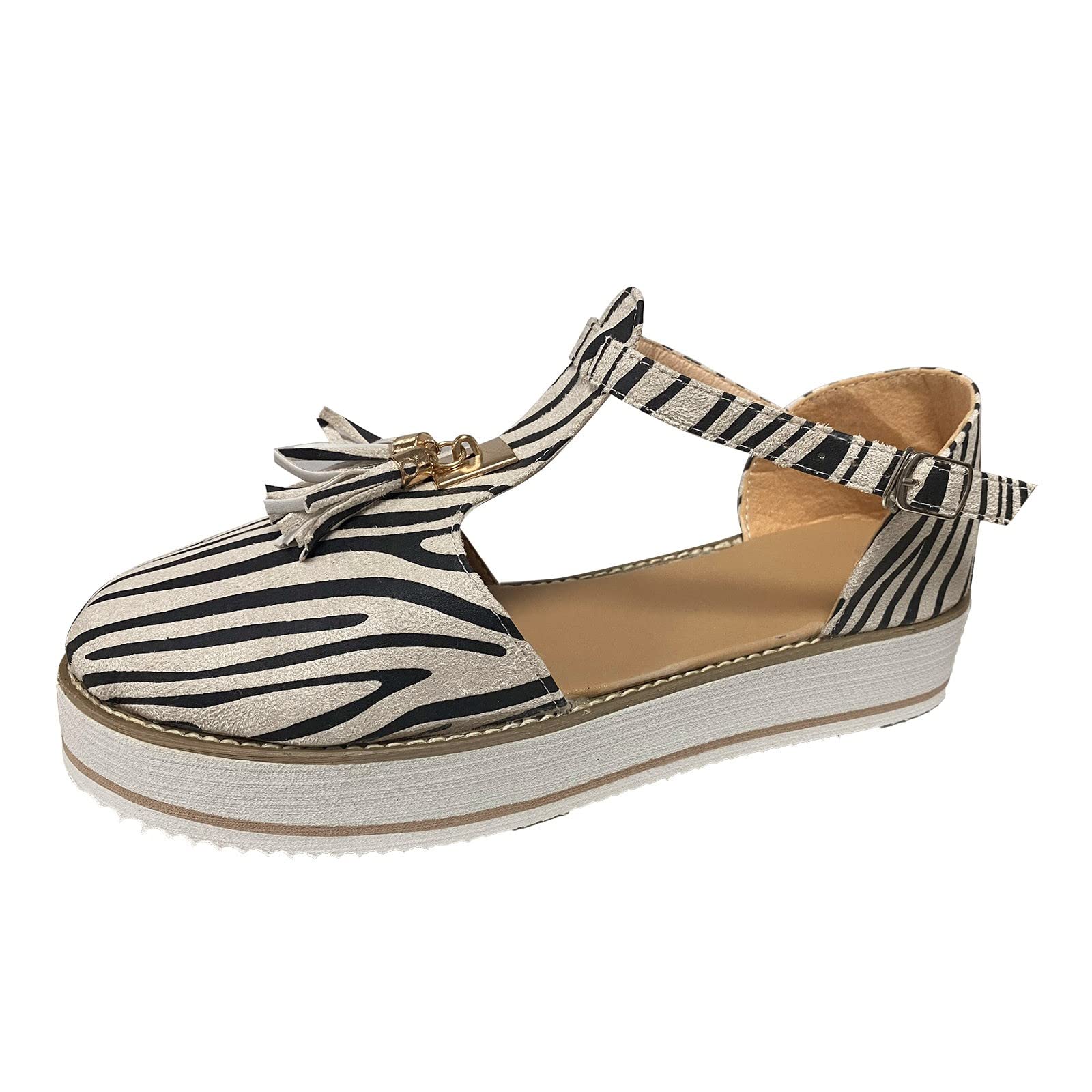 Women's White Wedge Sandals with Arch Support - Comfortable Sneaker Insoles & Adjustable Buckle Strap for Casual Wear - Perfect for Walking, Work & Summer Outfits