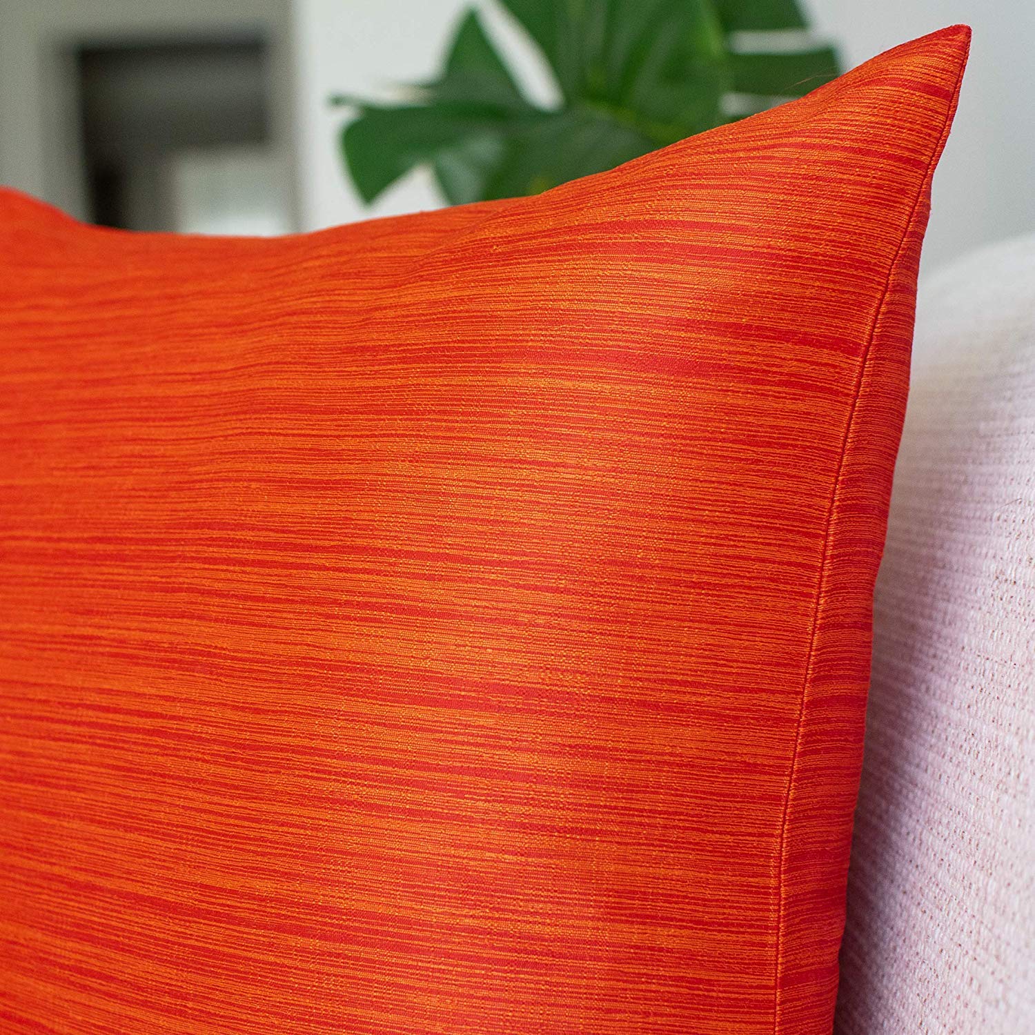 Bright Orange Throw Pillow Covers with White Petals - 20x20 Inch Sofa, Couch & Bed Decor (Pack of 2) - Perfect for Living Room, Bedroom & Home Accent