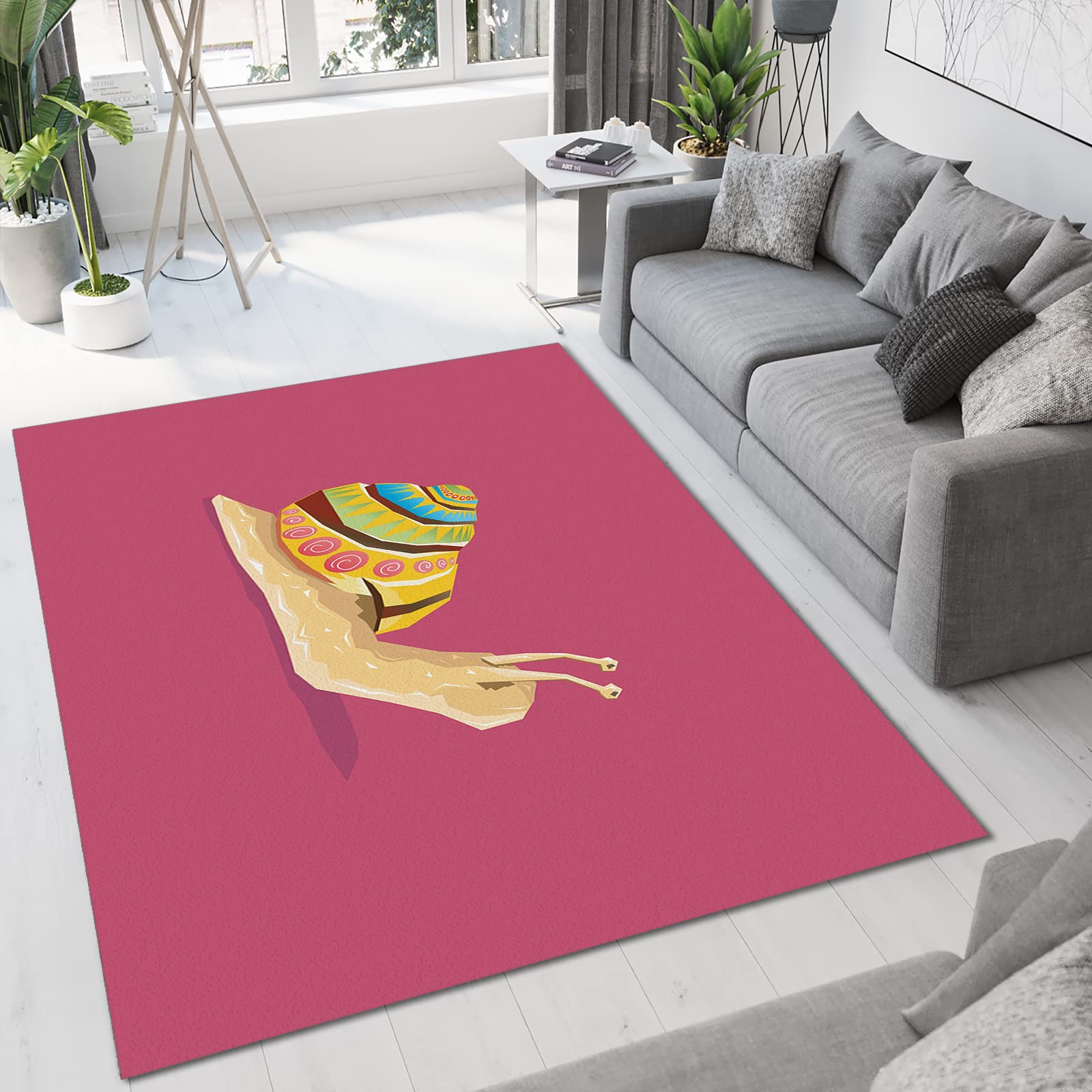 Colorful Snail Shell Area Rug - Cute Snail Print Decorative Rug - Machine Washable, Lightweight & Eco-Friendly Soft Indoor Carpet for Bedroom, Living Room, Study & Playroom - Perfect for Kids' Rooms, Nursery Decor & Cozy Home Accents (5x8 Feet)