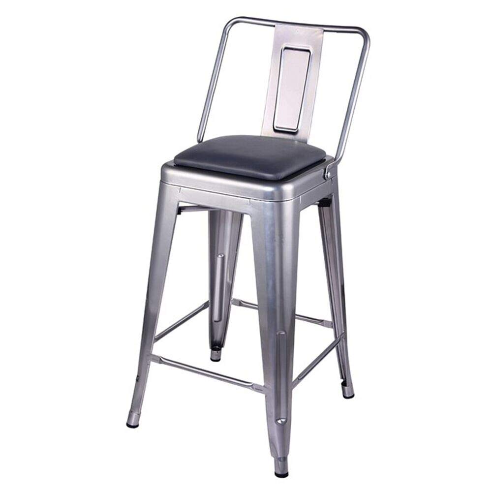 GIA 24-Inch Counter Height Metal Bar Stool with Black Vegan Leather Seat - Silver, 1-Pack - Perfect for Kitchen Islands, Breakfast Bars & Home Decor