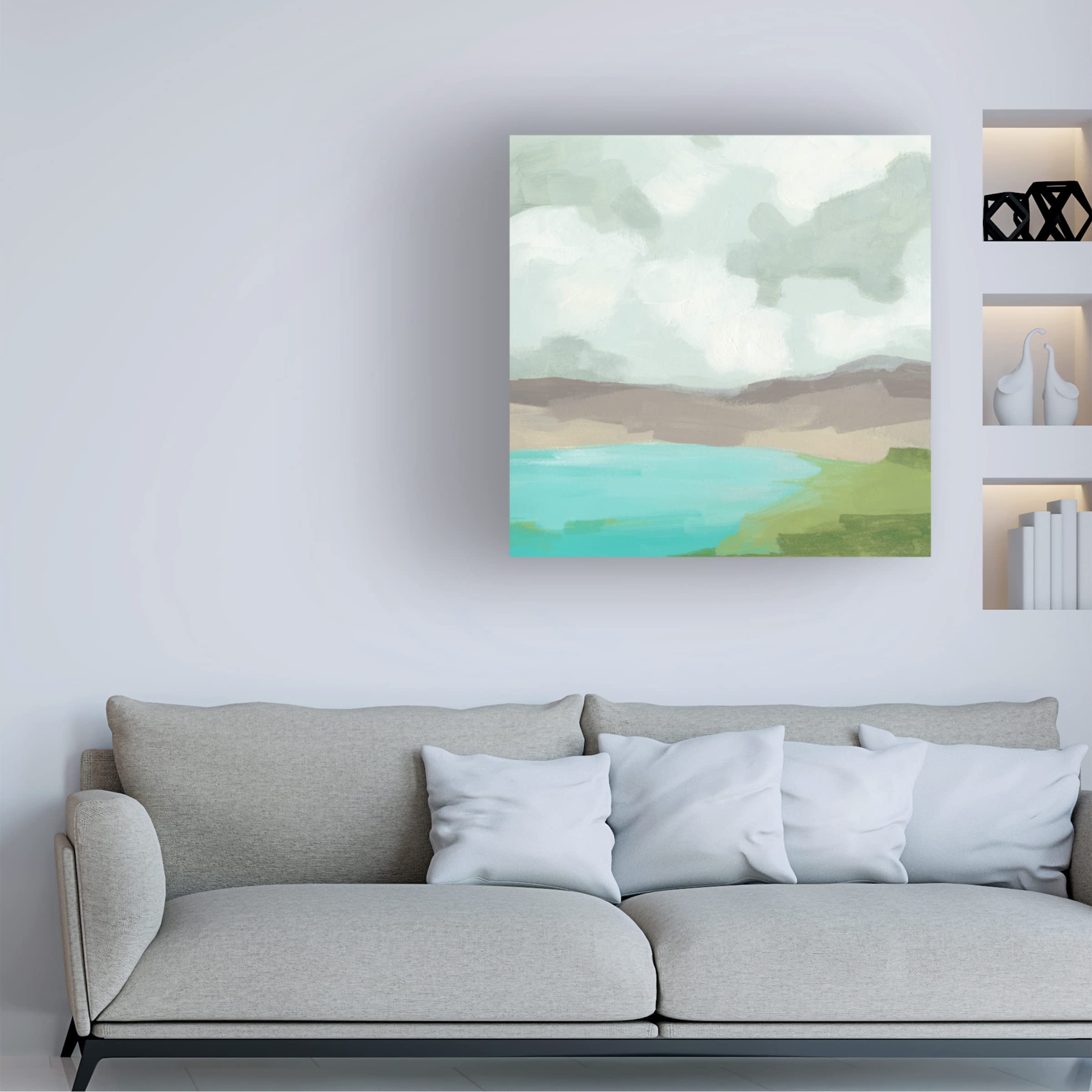 Trademark Fine Art 'Harbor Horizon I' Canvas Wall Art Print by June Erica Vess - Coastal Beach Decor for Living Room, Bedroom & Office