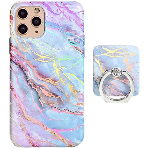 Velvet Caviar iPhone 12/12 Pro Case with Phone Ring Holder - Holographic Blue Marble Design | Shockproof Protective Cover for Women & Men | Perfect for Work, Travel & Everyday Use