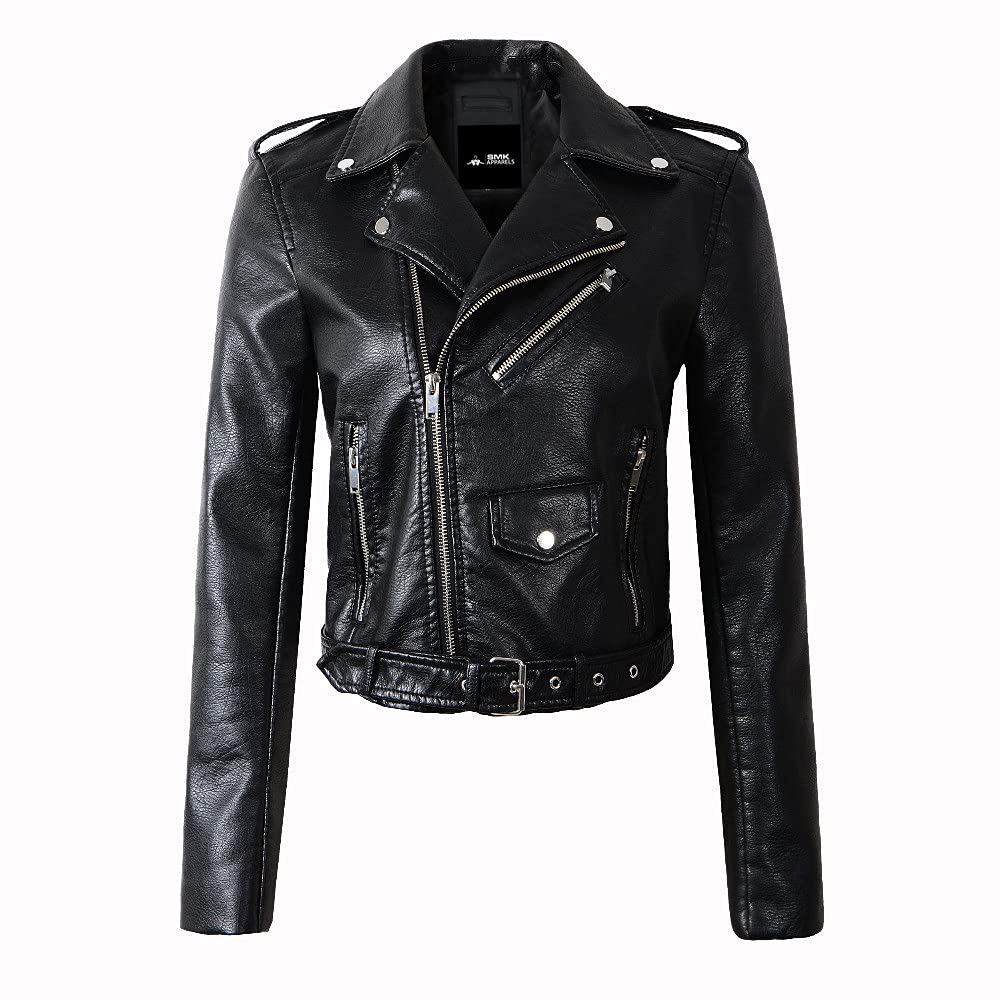 Premium Black Biker Leather Jacket for Women - Genuine Cuir Collection - Stylish Motorcycle Jacket for Riding, Night Out & Fashion