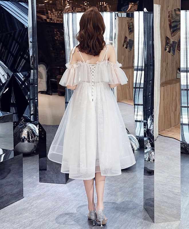 Elegant White Tulle Short Prom Dress & Homecoming Dress for Teens - Perfect for School Dances, Parties & Special Occasions
