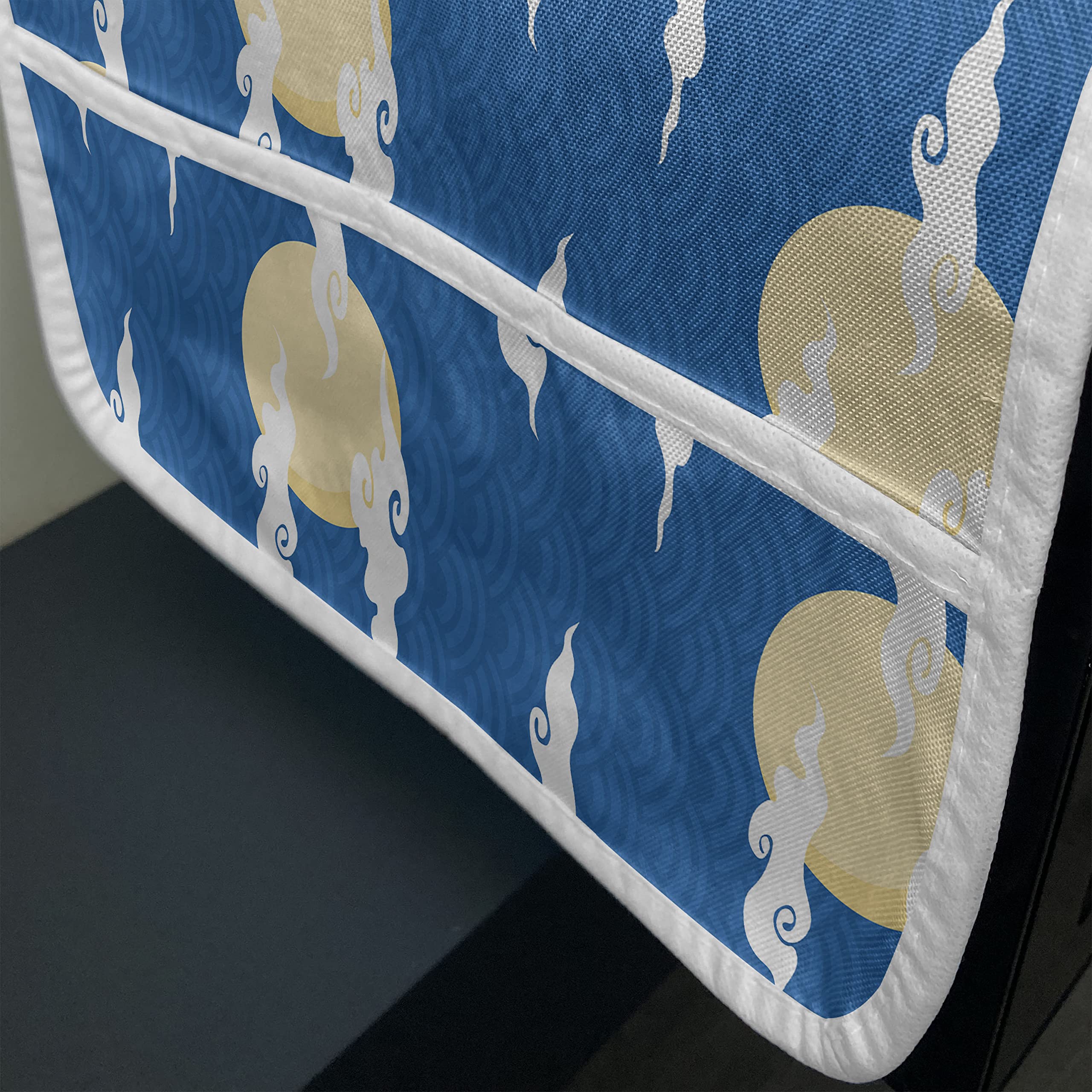 Ambesonne Chinese Wave Pattern Microwave Cover - Waterproof Kitchen Organizer with Pockets, 36