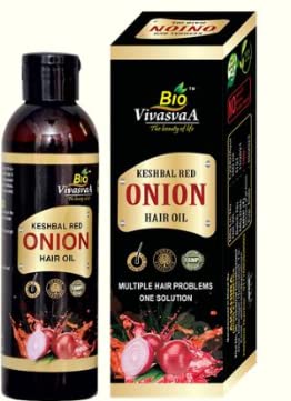 Bio Vivasvaa Keshbal Red Onion & Black Seed Oil Hair Treatment - 180ml | Controls Hair Fall | No Mineral Oil, Silicones or Synthetic Fragrance | For Thicker, Healthier Hair Growth | Daily Hair Care & Scalp Nourishment