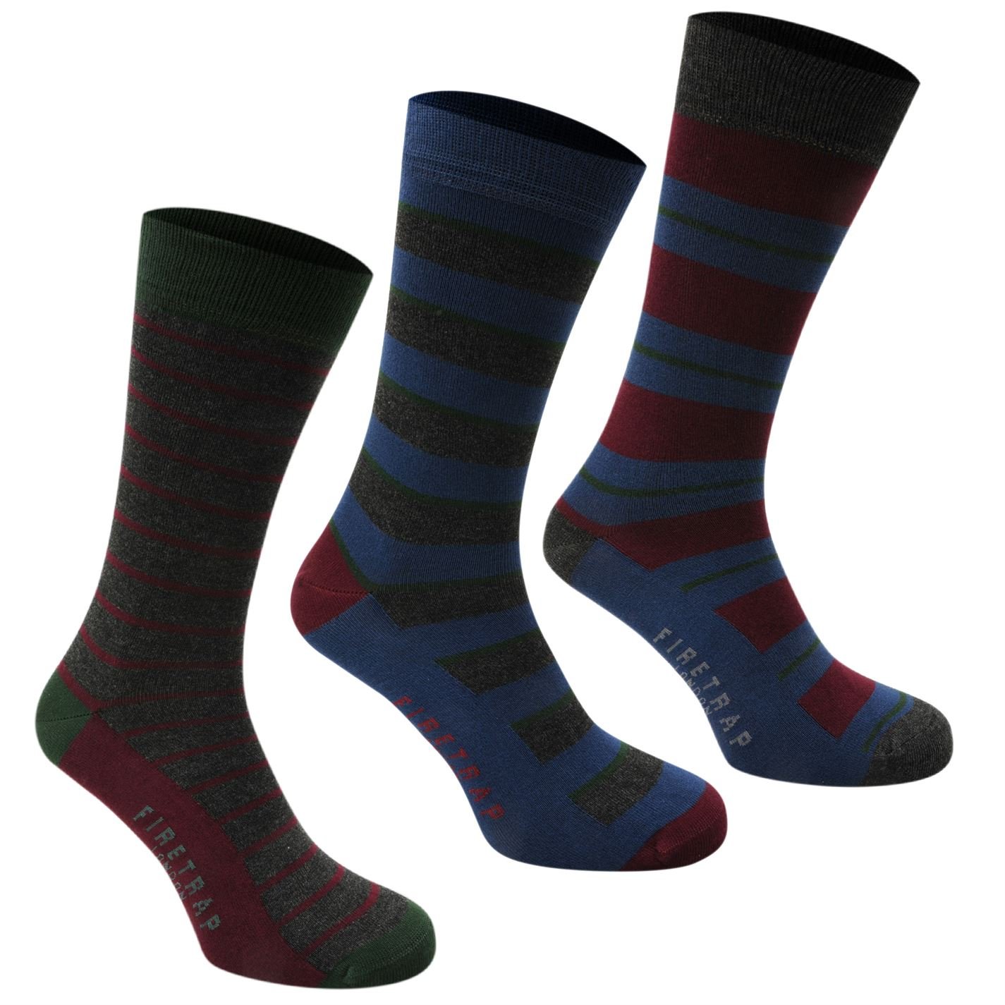 Firetrap Men's 3-Pack Formal Dress Socks with Elastic Cuffs - Comfortable Business & Office Wear for Professionals