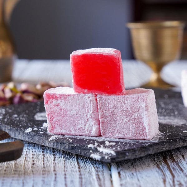 Premium Hacizade Turkish Delight with Rose Flavor | Authentic Lokum Candy | 454g Gourmet Gift Box | Perfect for Holidays, Parties & Tea Time