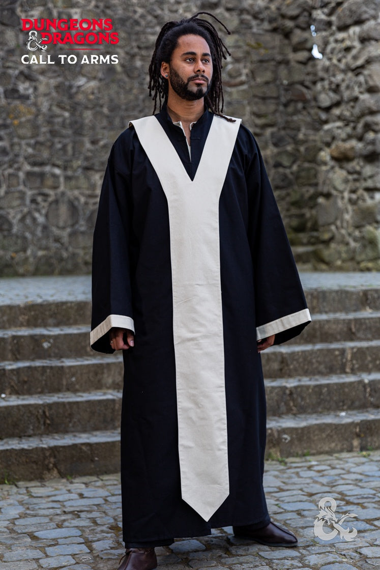 Dungeons & Dragons Wizard Robe - Black & Natural Costume for Cosplay, LARP & Fantasy Roleplaying | Perfect for Halloween, Renaissance Fairs & D&D Game Nights