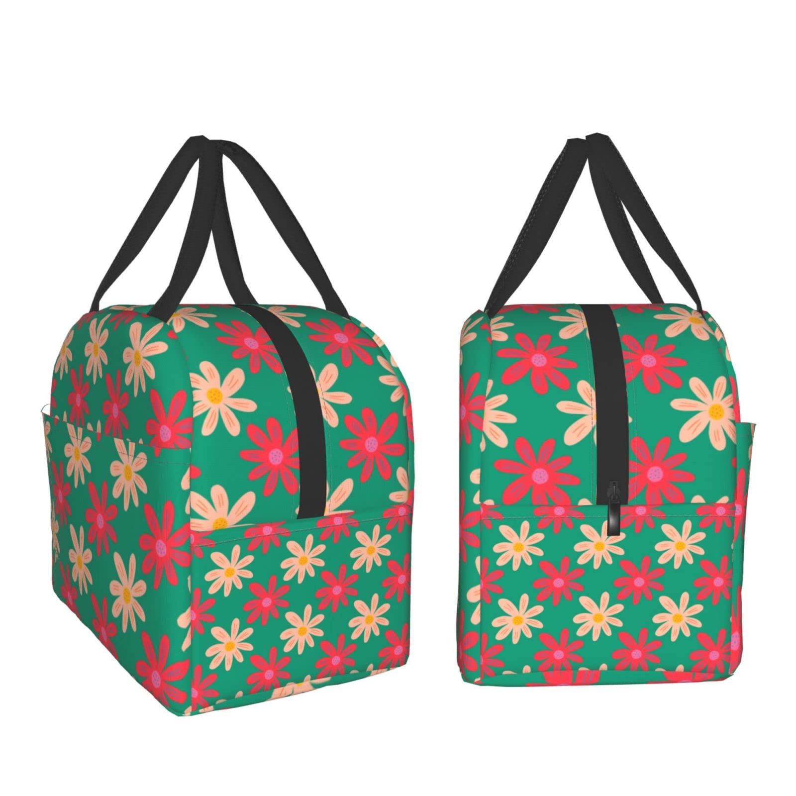 **Insulated Lunch Bag with Ditsy Flower Design - Reusable & Portable Meal Container for Men & Women - Perfect for Work, Travel, Picnic & Outdoor Activities**