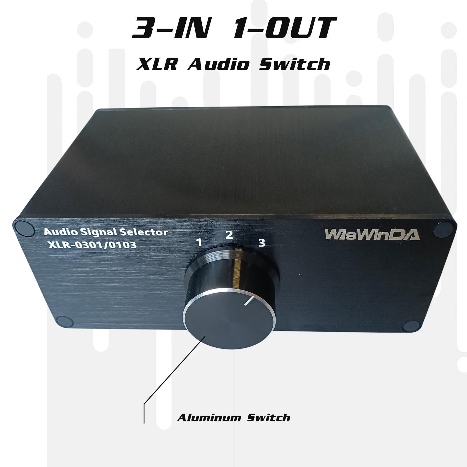 3-IN-1-OUT XLR Pro Audio Switch - Balanced Audio Converter with 3 Channel HiFi Stereo - Passive Audio Selector Switcher Box with No Loss Switching & Aluminum Shell - Perfect for Home Studio, Live Sound & DJ Setups