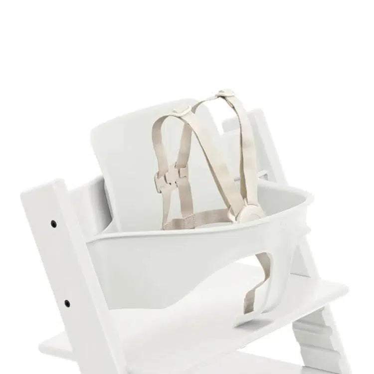 Stokke Tripp Trapp High Chair with Baby Set - Adjustable Ergonomic Wooden Chair for Toddlers & Kids - White - Perfect for Dining, Feeding, and Learning Activities