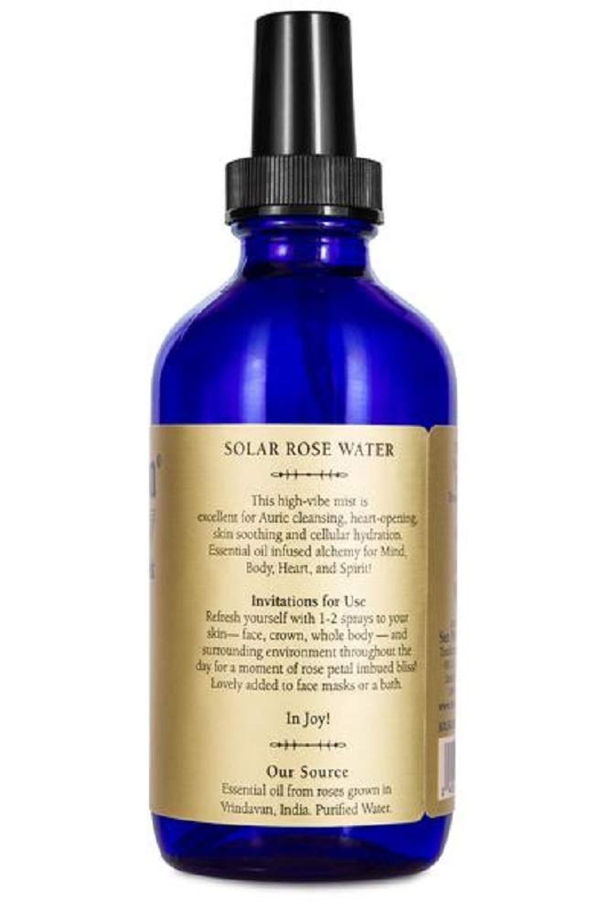 Organic Solar Rose Water Hydrating Mist - Natural Rose Petal Deodorant & Body Spray for Women | Aromatherapy Facial Toner & Skin Refreshment | 8oz (236mL) | Perfect for Yoga, Spa Days & On-the-Go Hydration